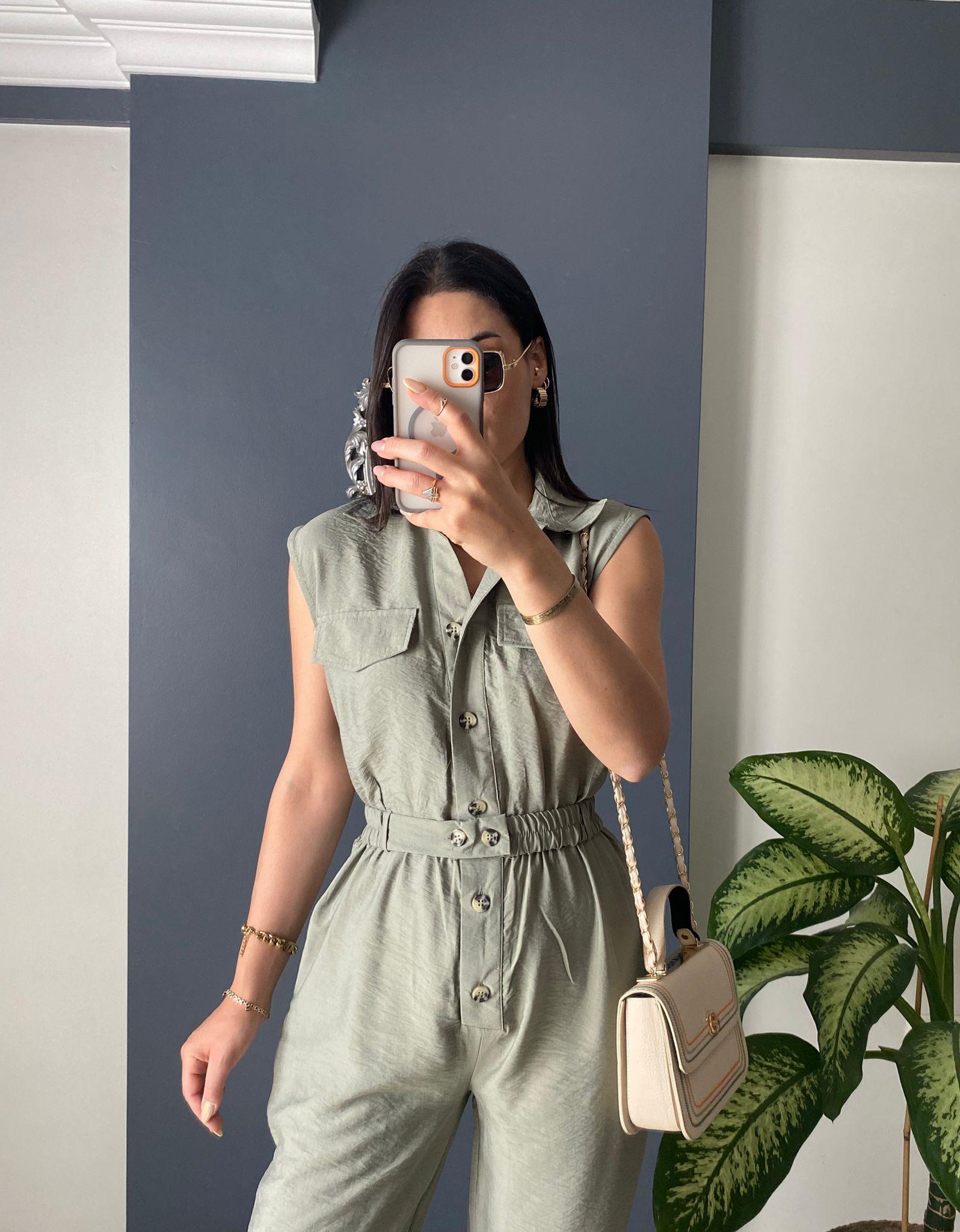 HAKİ BELİ LASTİKLİ SAFARİ SOFT TULUM