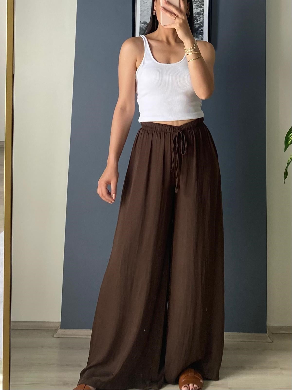 KAHVE DÖKÜMLÜ PANTALON