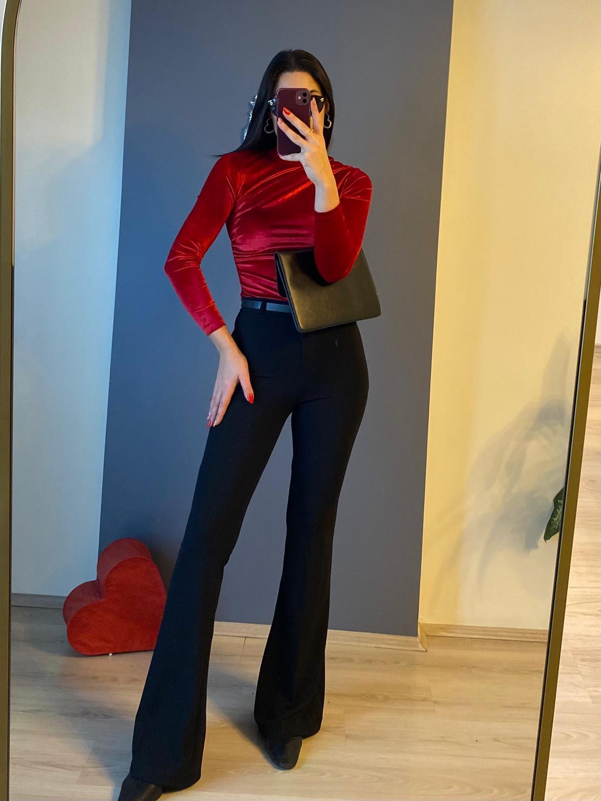 KEMERLİ BİR BEDEN İNCE GÖSTEREN İSPANYOL PAÇA PANTALON