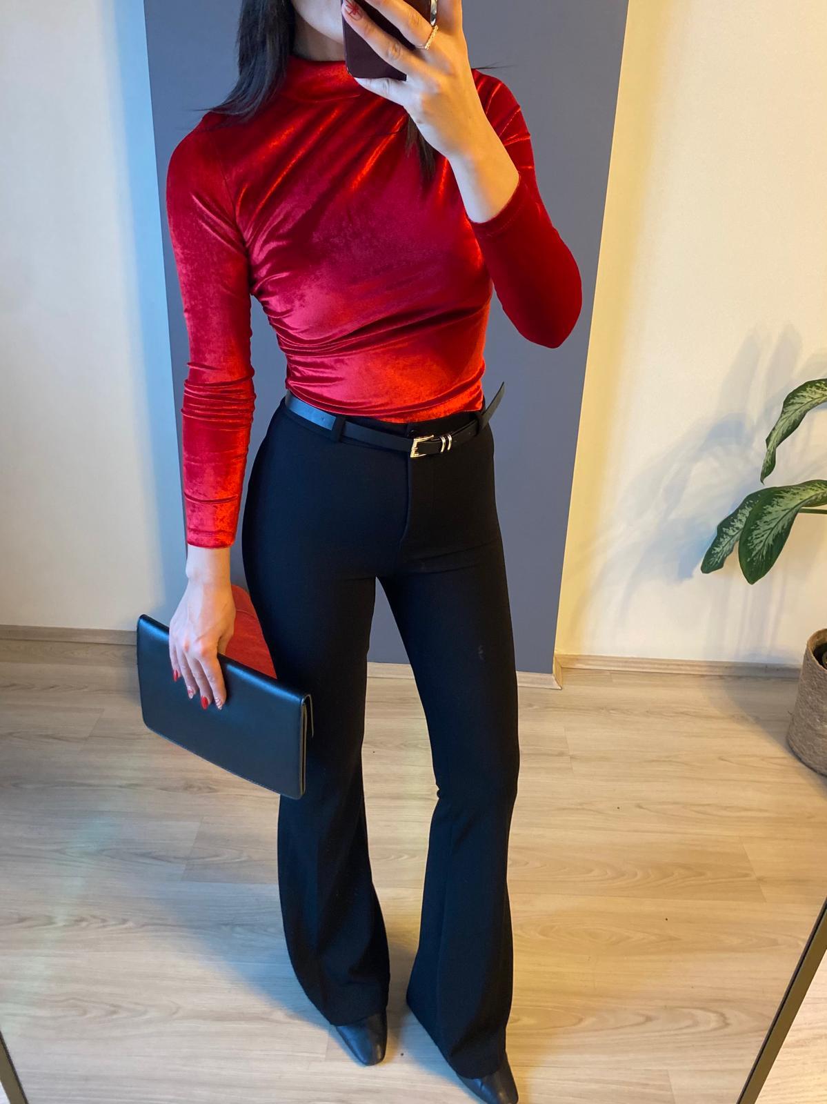KEMERLİ BİR BEDEN İNCE GÖSTEREN İSPANYOL PAÇA PANTALON