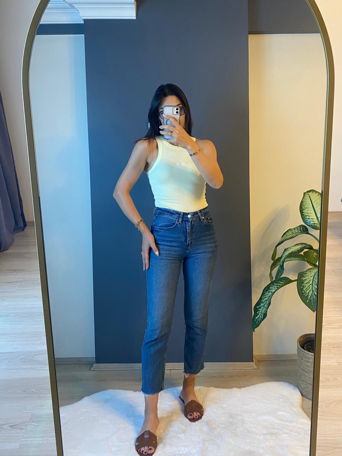 MAVİ KESİK PAÇA MOM  ZRA JEAN