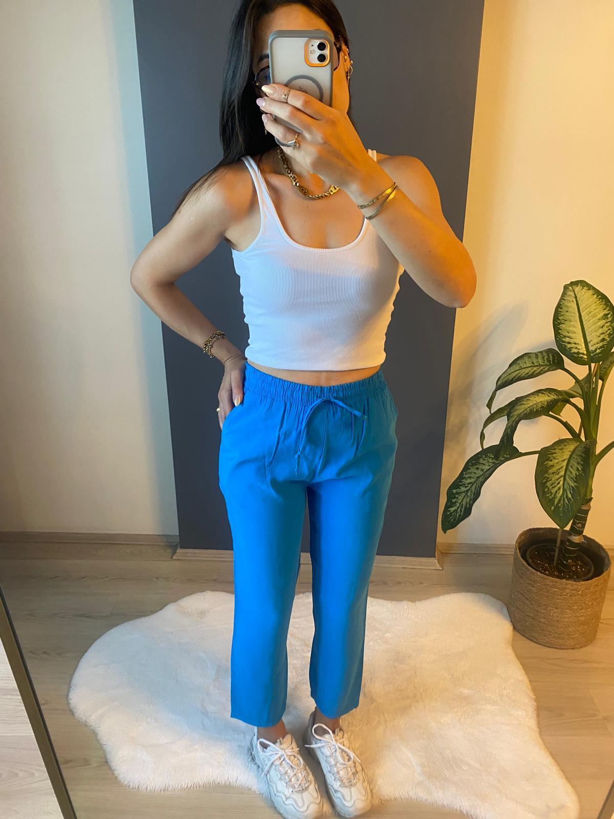 MAVİ TENSEL RAHAT PANTALON