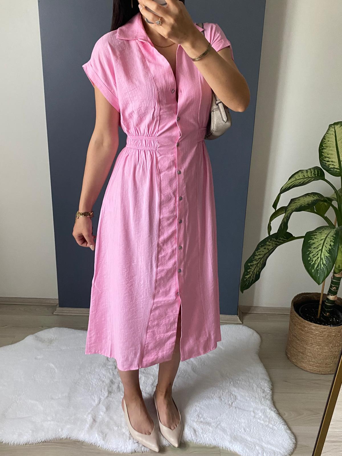 PEMBE KISA KOL ELBİSE