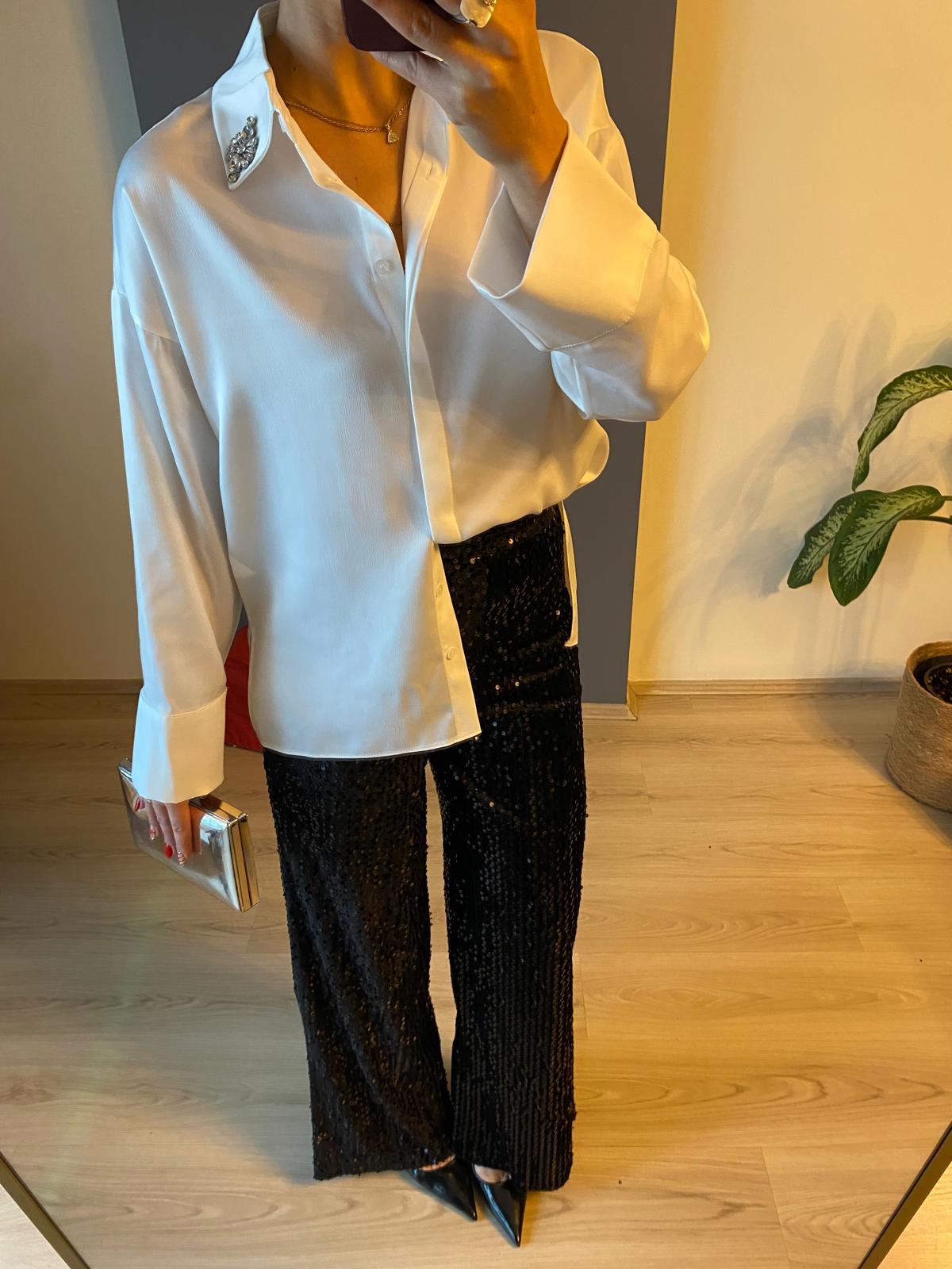 SİYAH PUL  PAYET PANTALON
