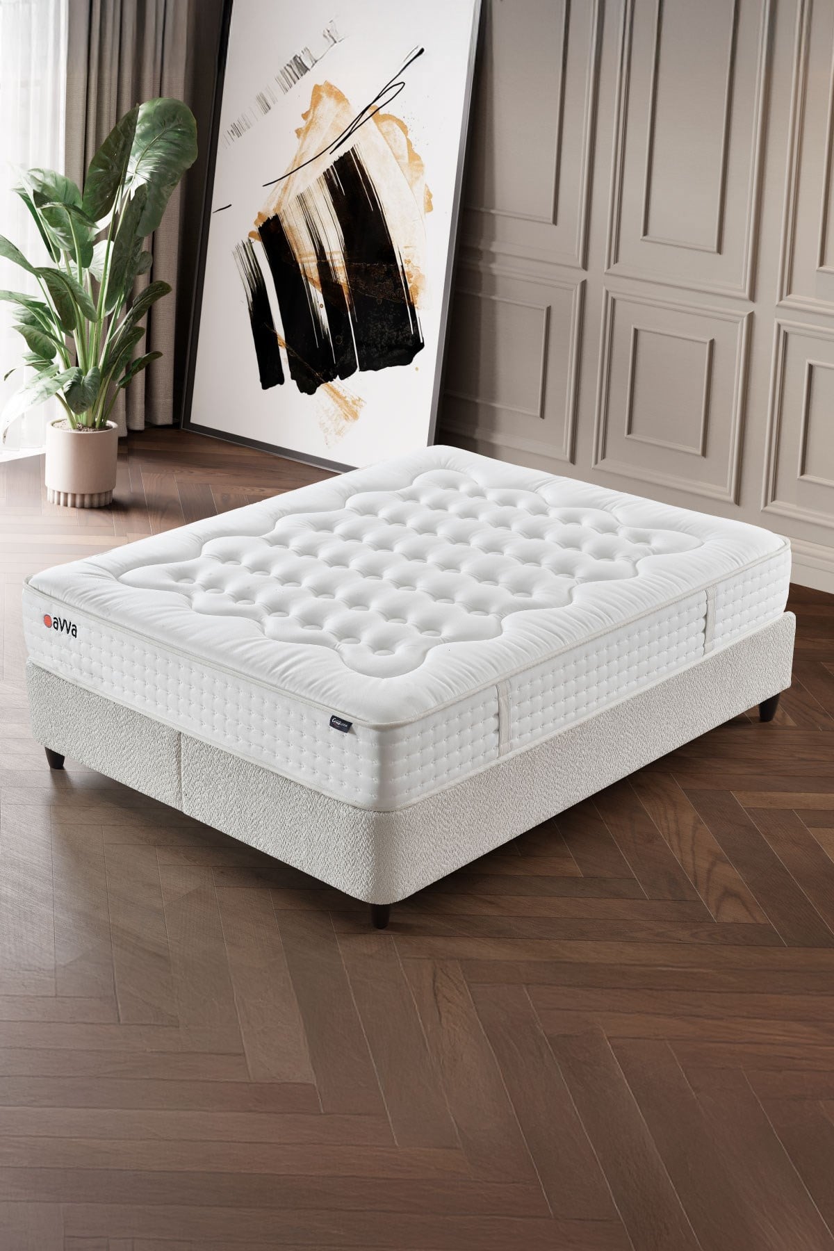 Cennet Yatak Avva Çift Kişilik 3’lü Set – Yatak + Baza + Başlık Soft Luxury Seri