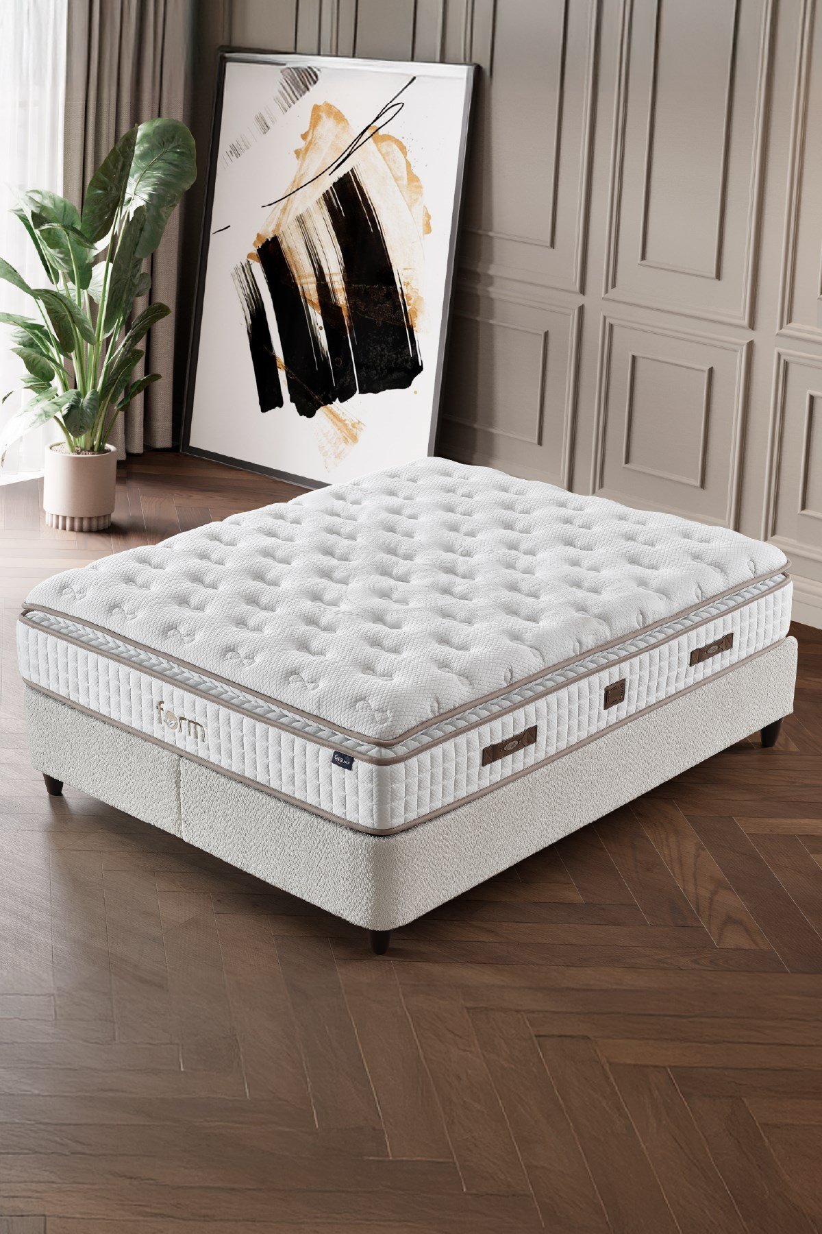 Cennet Yatak Form Trio Set – Modern Tasarım Yatak, Baza ve Başlık
