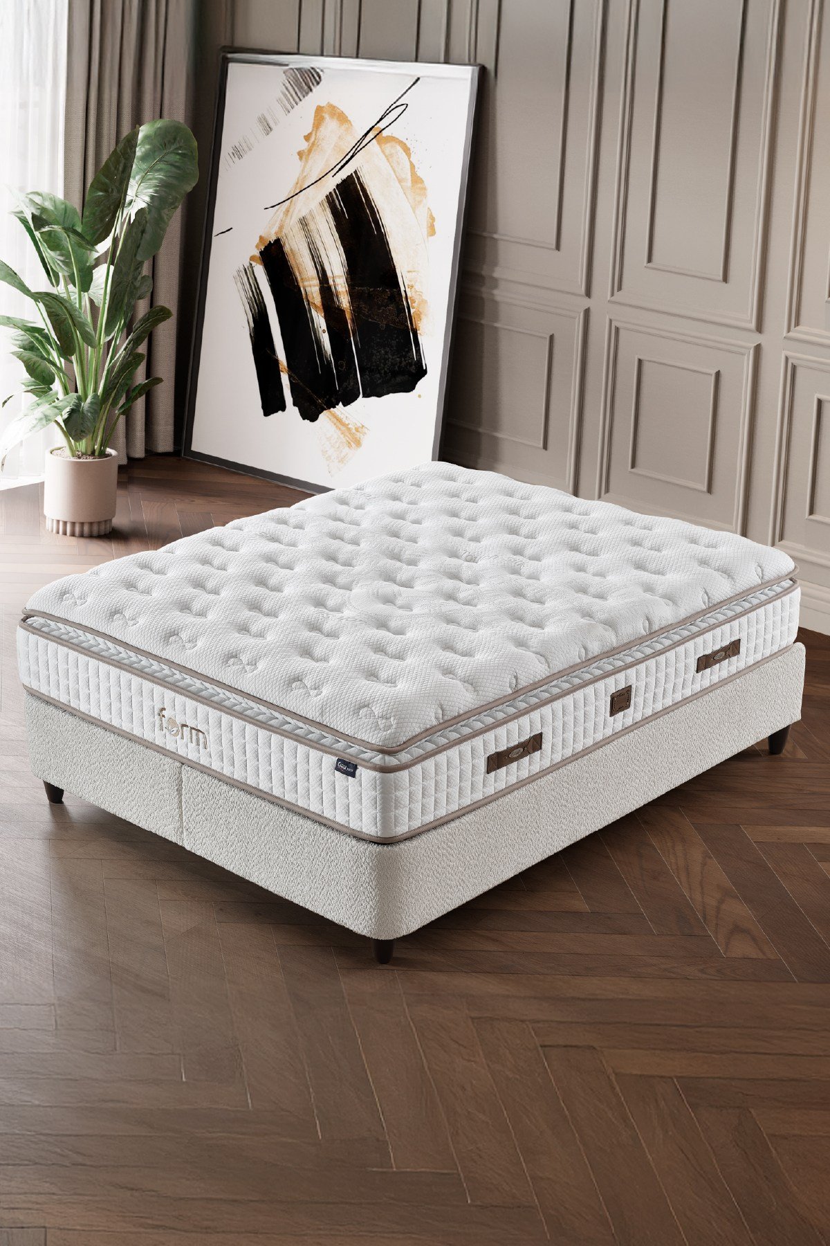 Cennet Yatak Form Trio Set – Modern Tasarım Yatak, Baza ve Başlık