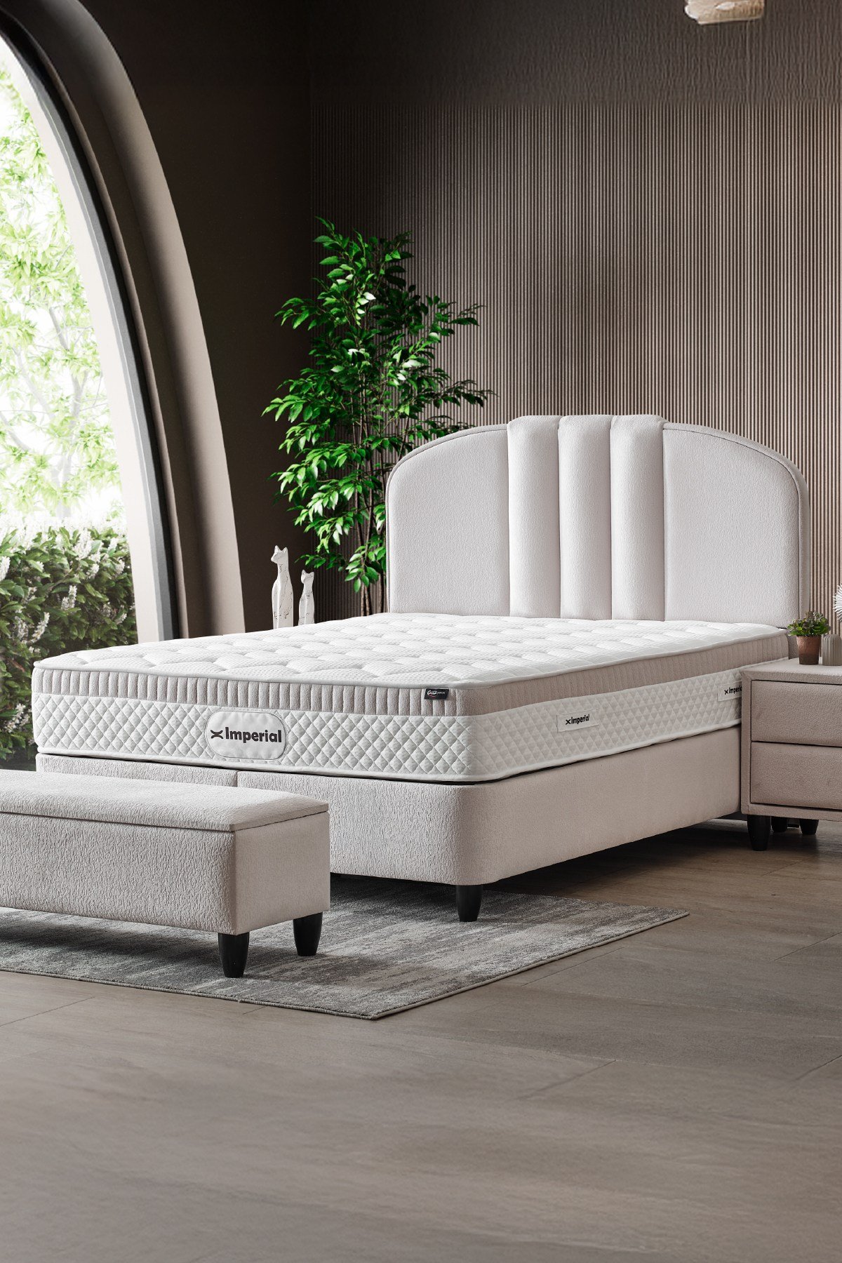 Cennet Yatak Imperial Comfort Serisi Dayanıklı Sandıklı Baza ve Modern Stil Başlık Seti
