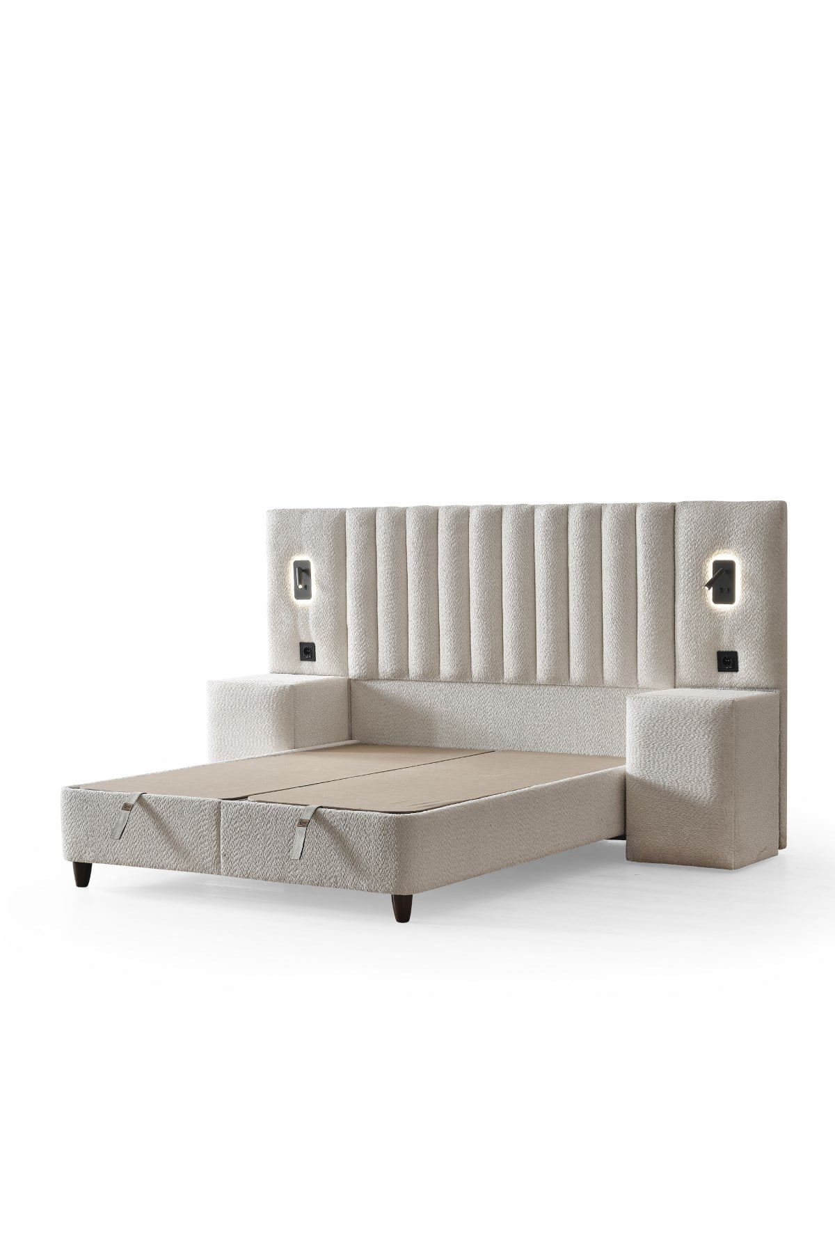 Cennet Yatak Lenon Premium 3’lü Set – Ledli Başlık, Fonksiyonel Sandıklı Baza ve Yüksek Dayanıklı Süngerli Ortopedik Yatak