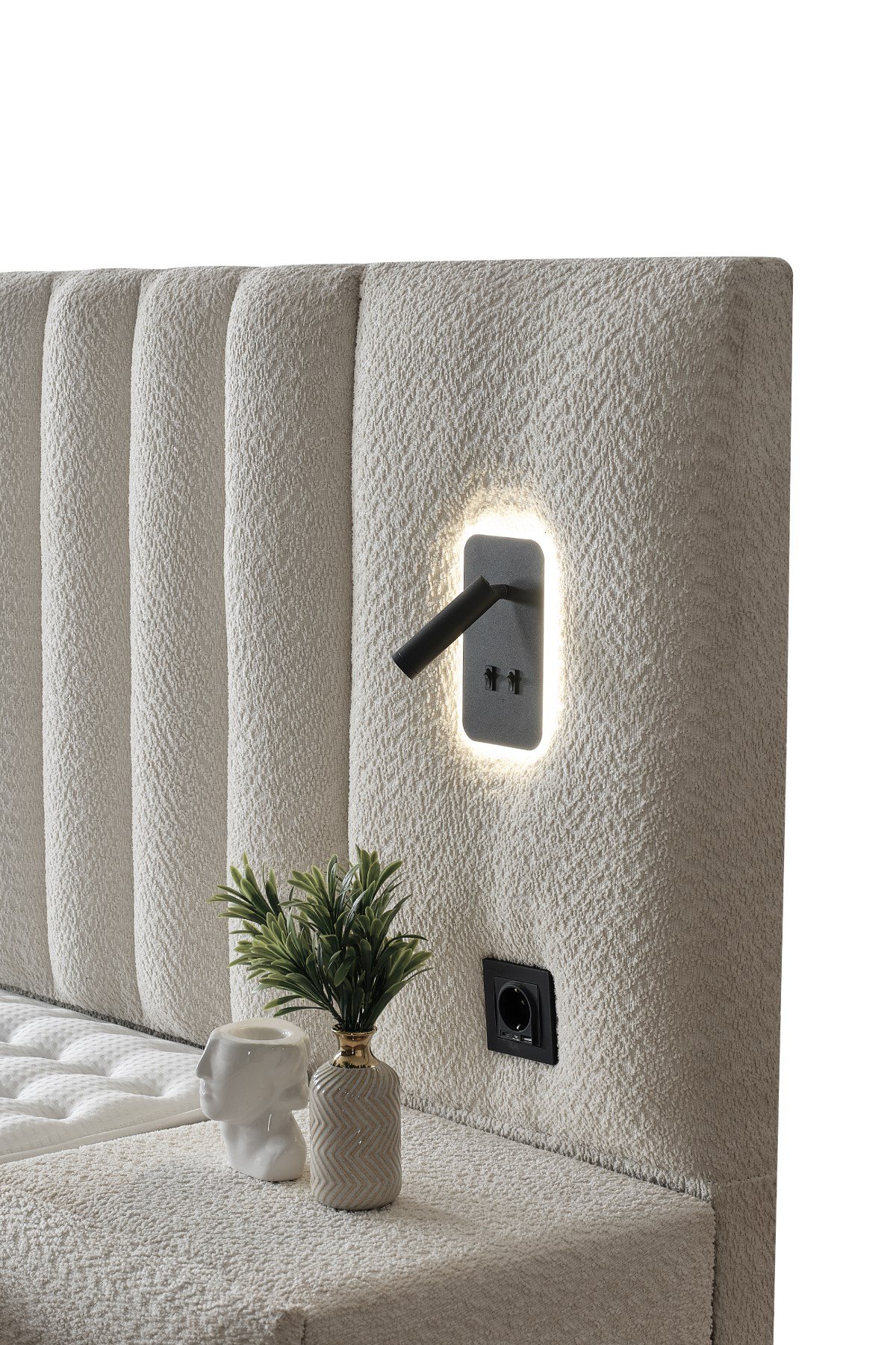 Cennet Yatak Lenon Premium 3’lü Set – Ledli Başlık, Fonksiyonel Sandıklı Baza ve Yüksek Dayanıklı Süngerli Ortopedik Yatak