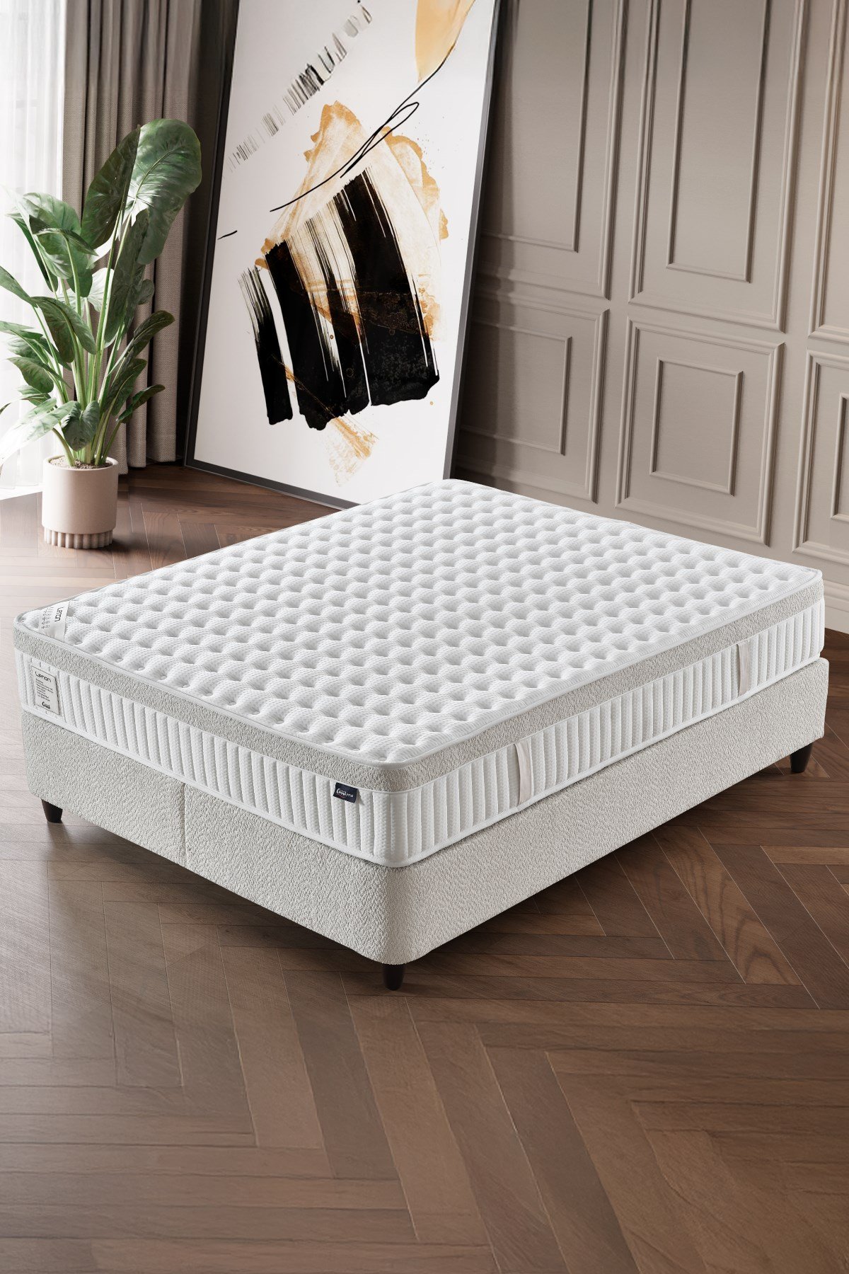Cennet Yatak Lenon Premium 3’lü Set – Ledli Başlık, Fonksiyonel Sandıklı Baza ve Yüksek Dayanıklı Süngerli Ortopedik Yatak