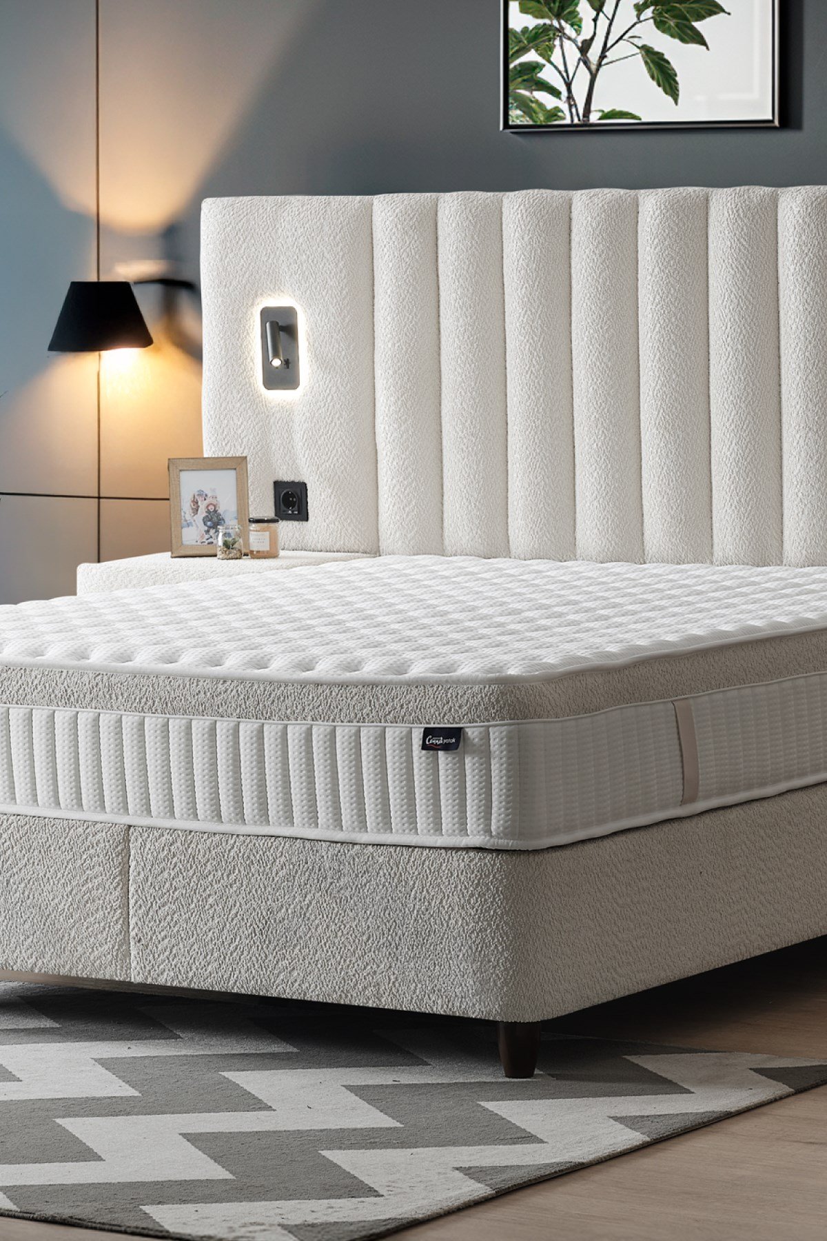 Cennet Yatak Lenon Premium 3’lü Set – Ledli Başlık, Fonksiyonel Sandıklı Baza ve Yüksek Dayanıklı Süngerli Ortopedik Yatak