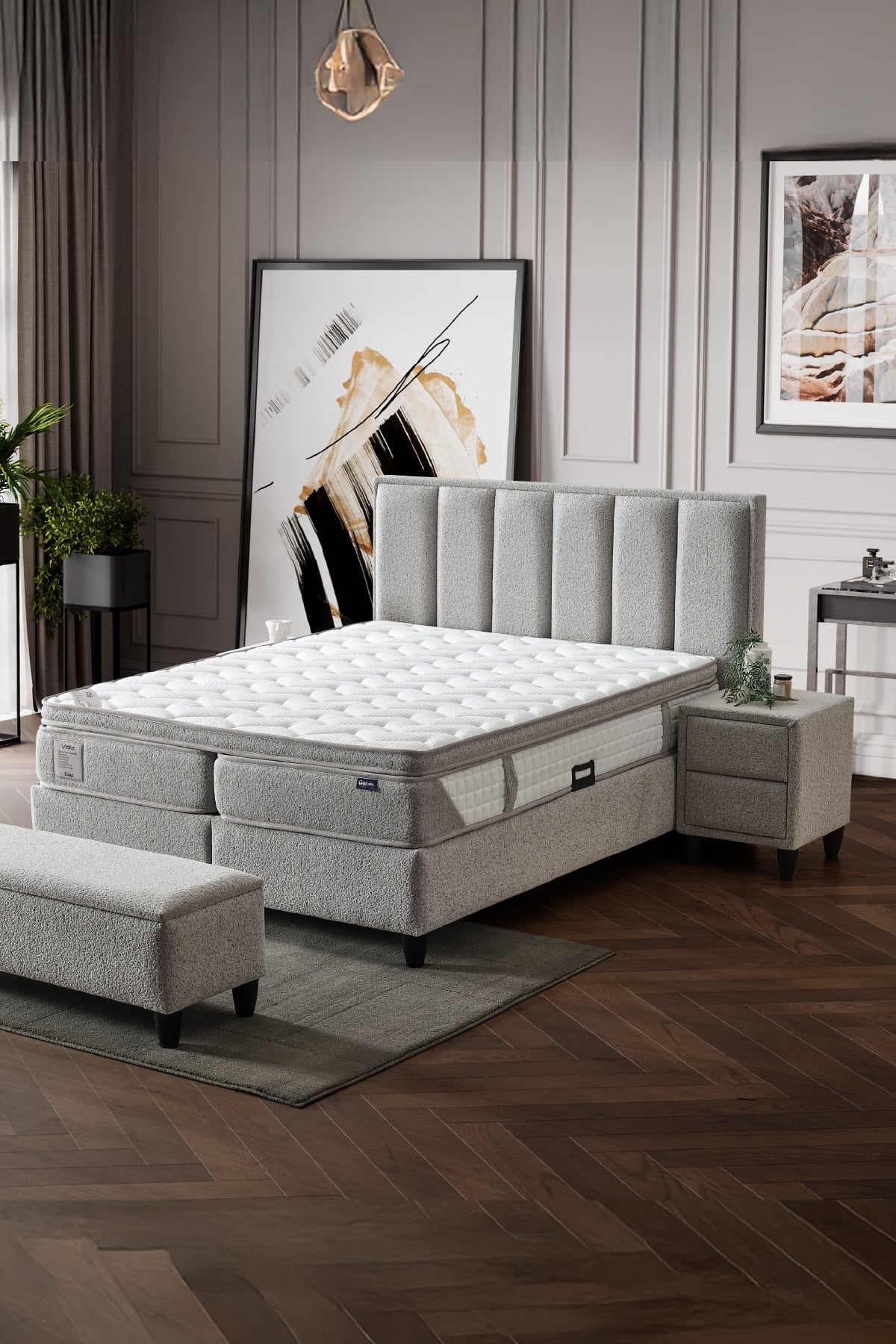 Cennet Yatak Viola Royal Deluxe 3’lü Set – Sağlıklı Uyku İçin Ortopedik Yatak, Fonksiyonel Baza ve Modern Başlık
