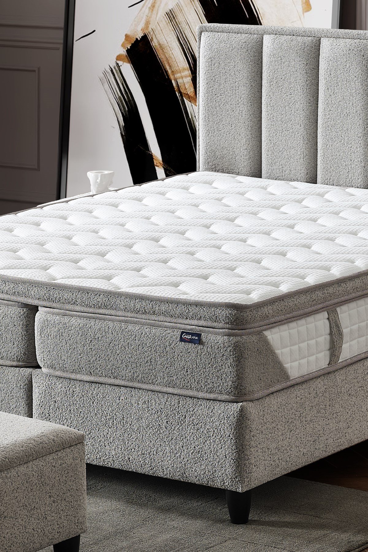 Cennet Yatak Viola Royal Deluxe 3’lü Set – Sağlıklı Uyku İçin Ortopedik Yatak, Fonksiyonel Baza ve Modern Başlık
