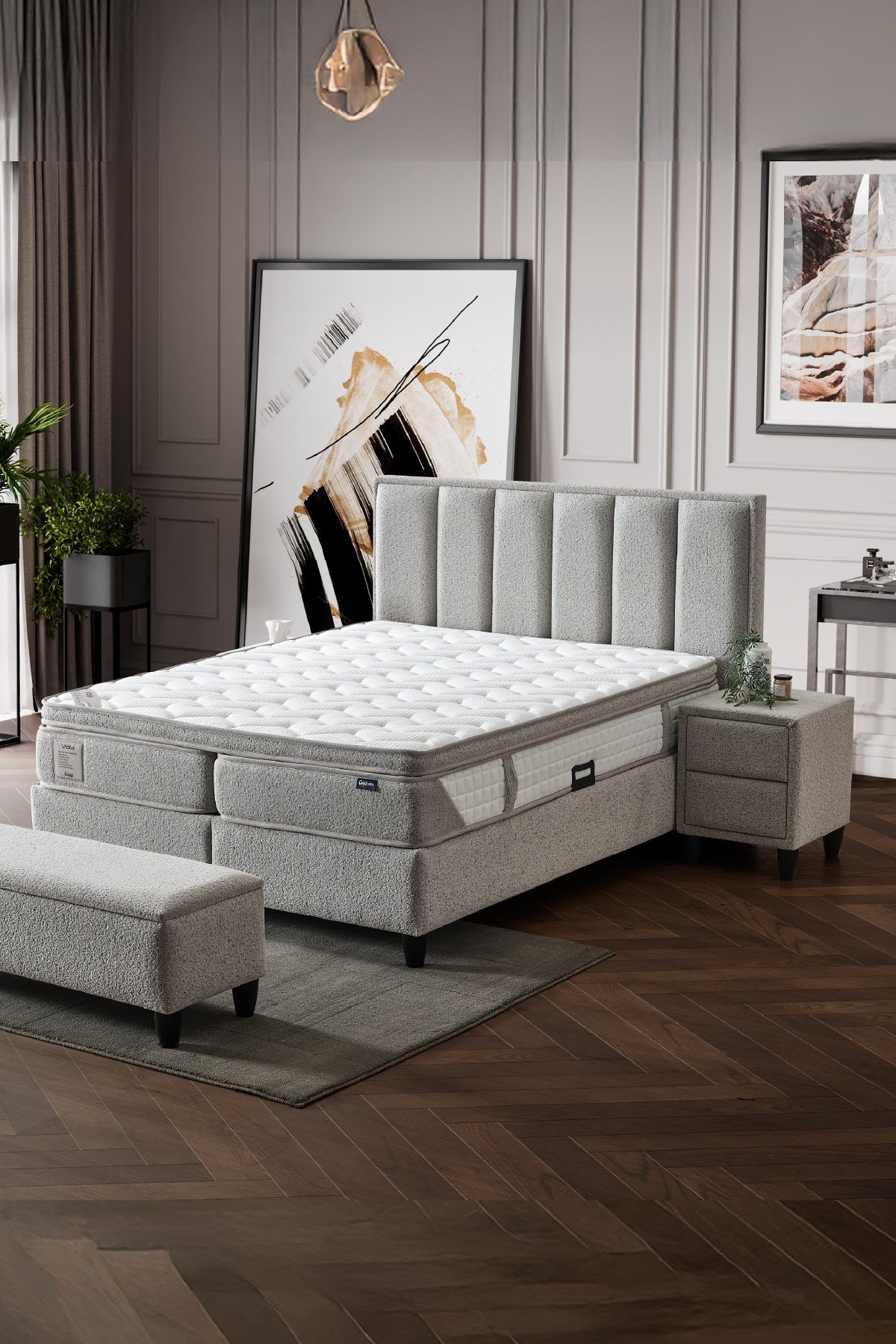 Cennet Yatak Viola Royal Deluxe 3’lü Set – Sağlıklı Uyku İçin Ortopedik Yatak, Fonksiyonel Baza ve Modern Başlık
