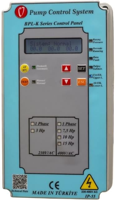 WATER SOUND BPL-KM 0.5-3 HP 220V KONTAKTÖRLÜ TEK POMPALI LCD EKRANLI HİDROFOR VE DRENAJ KONTROL PANOSU