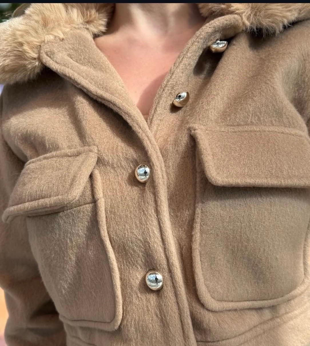 Camel Kürk Detaylı Ceket | Taba