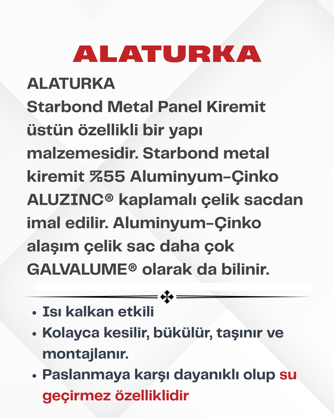 [Alaturka] Metal Kiremit Yeşil StarBond Metal
