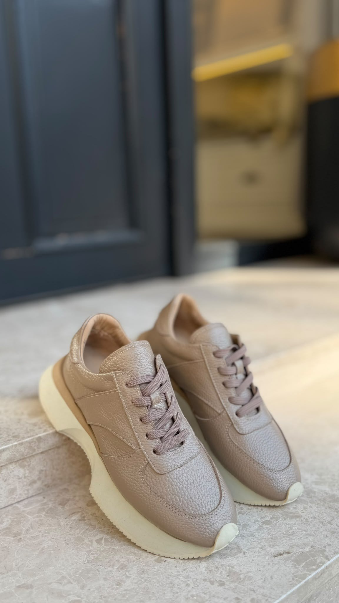 El Yapımı %100 Hakiki Deri Spor Bej