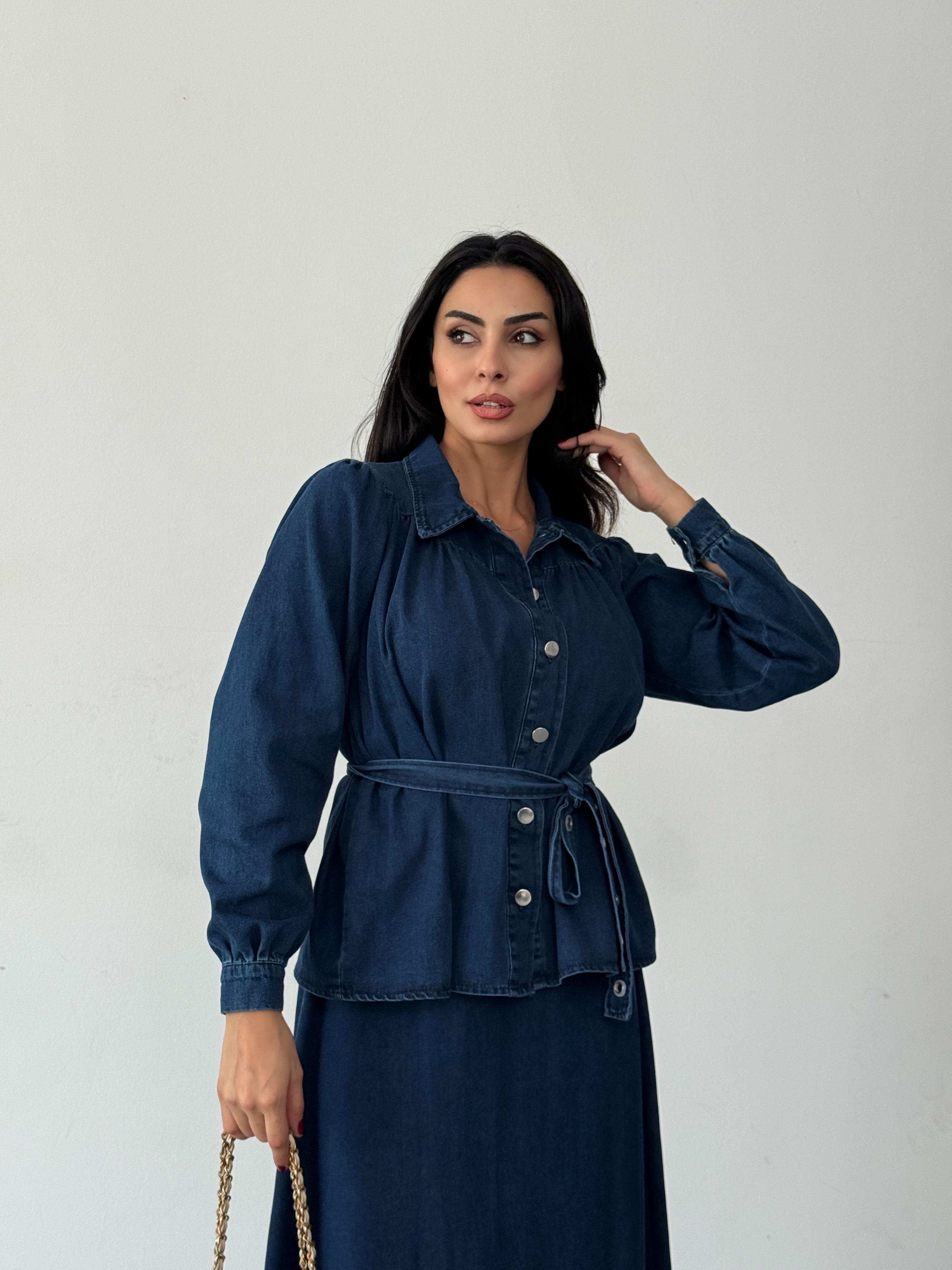 LACİVERT ETEKLİ KOT TAKIM