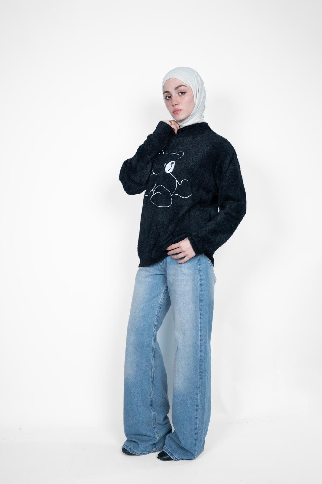 PREMİUM AYICIK YUMOŞ KAZAK SİYAH