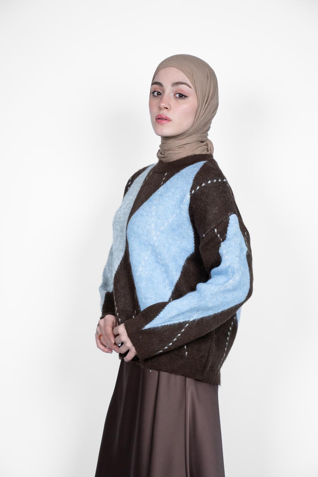 PREMİUM BAKLAVA DESEN TRİKO KAHVERENGİ