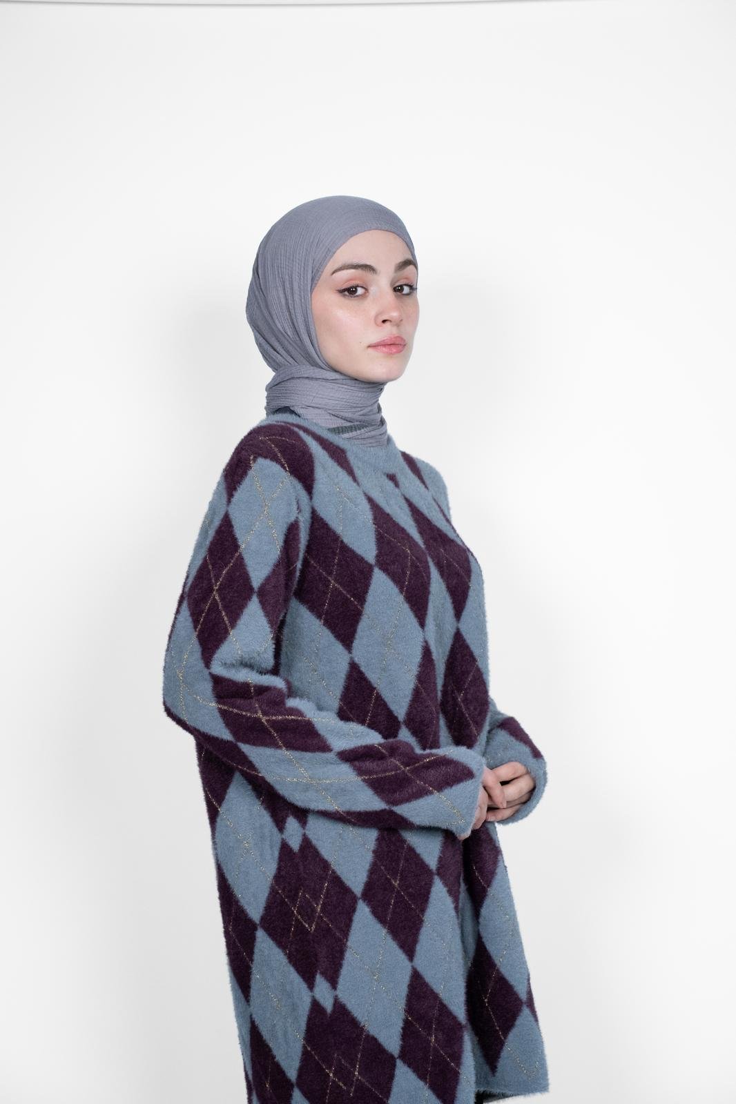 PREMİUM BAKLAVA DESEN TUNİK BORDO