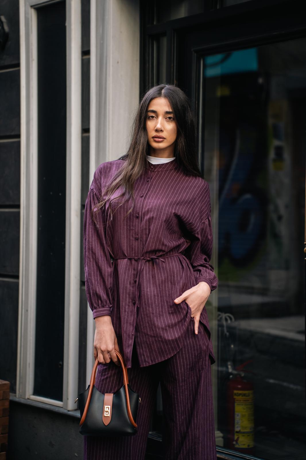 PREMİUM ÇİZGİLİ TAKIM BORDO