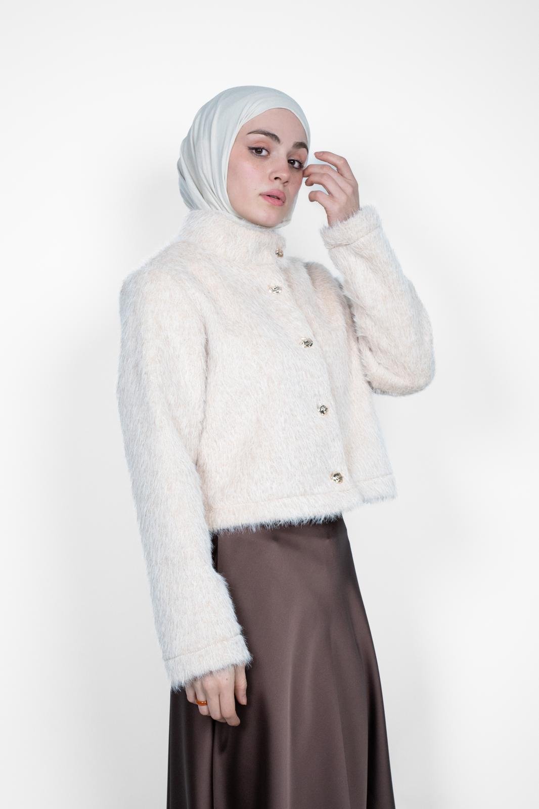 PREMİUM CROP KAŞE CEKET EKRU