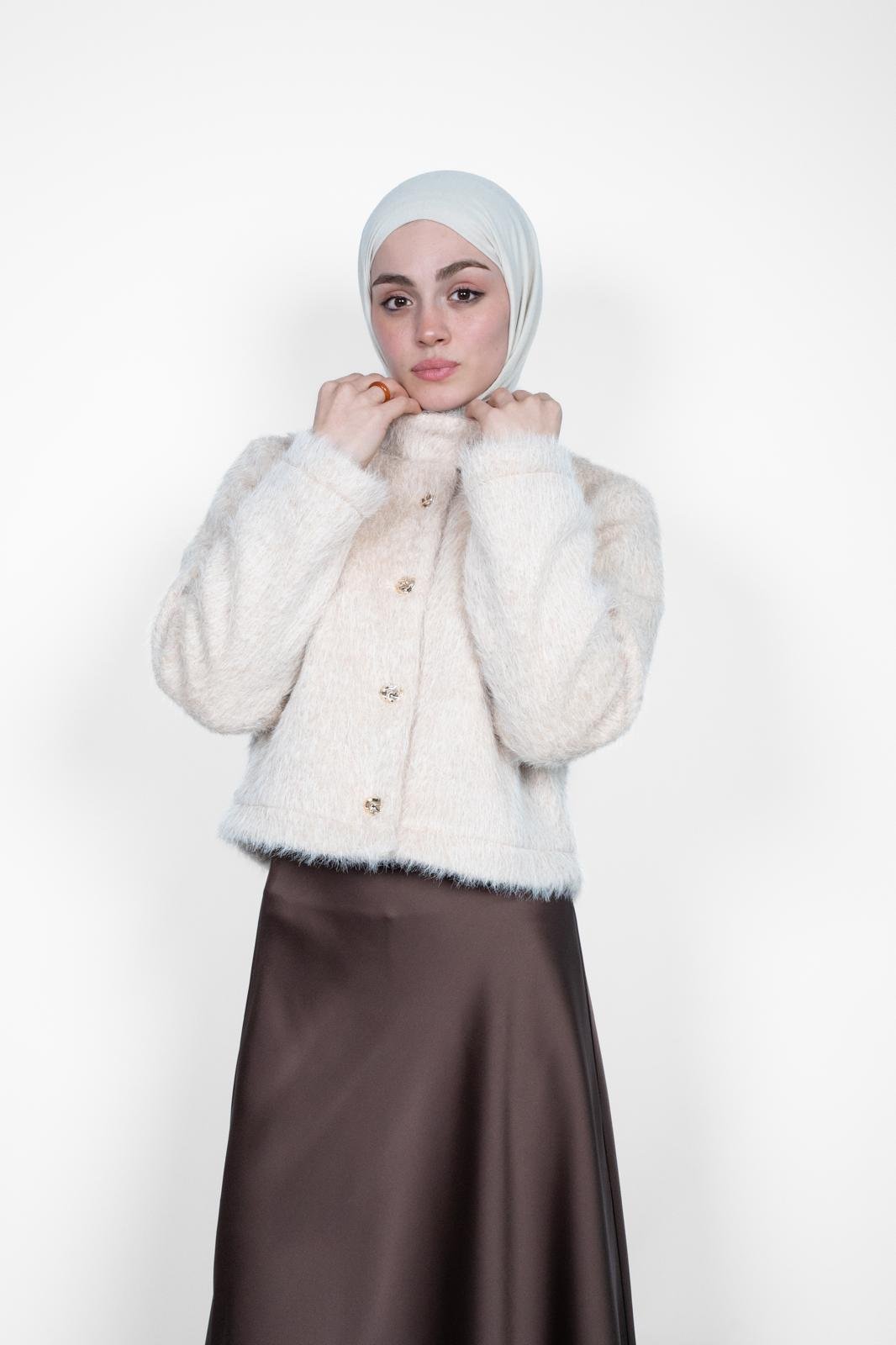 PREMİUM CROP KAŞE CEKET EKRU