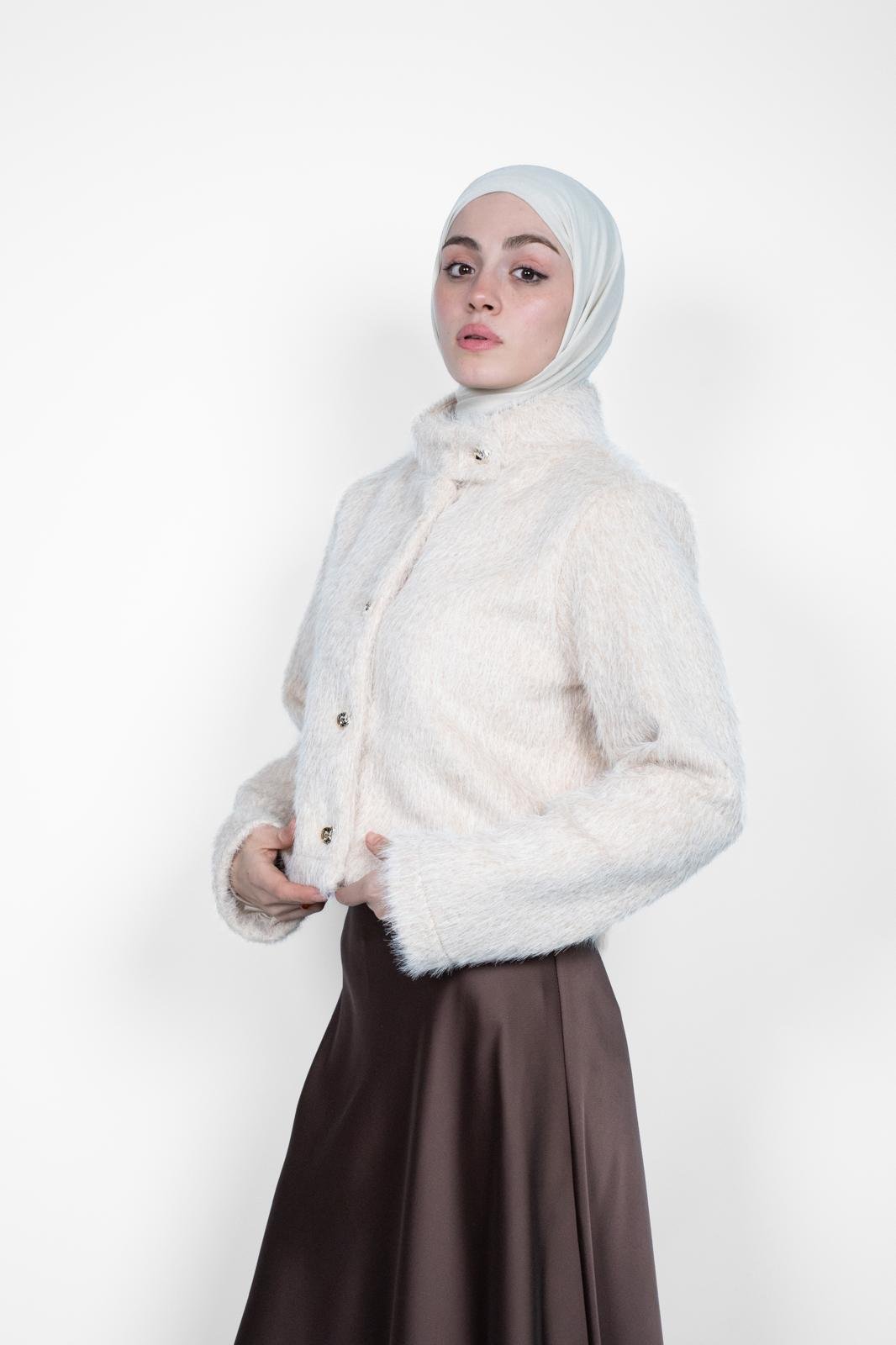PREMİUM CROP KAŞE CEKET EKRU