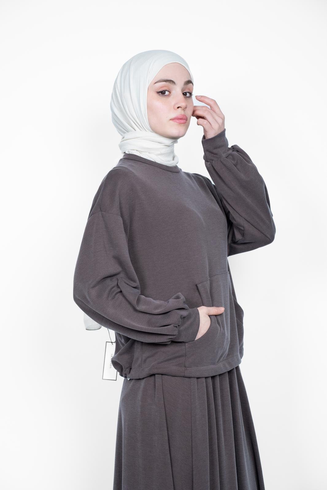 PREMİUM ETEKLİ TAKIM KAHVERENGİ