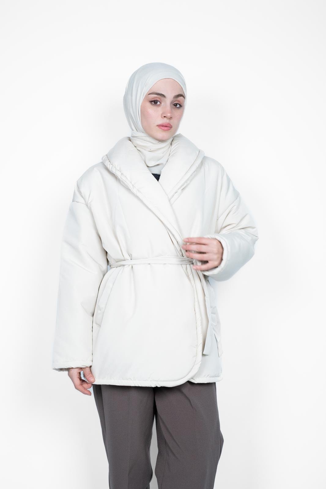 PREMİUM KUŞAKLI ŞİŞME MONT EKRU