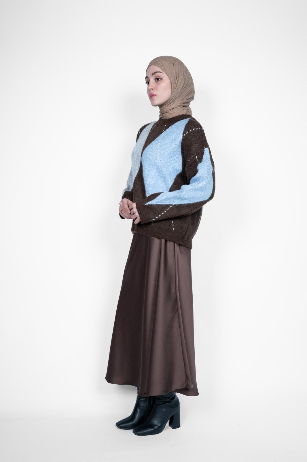 PREMİUM SATEN ETEK KAHVERENGİ