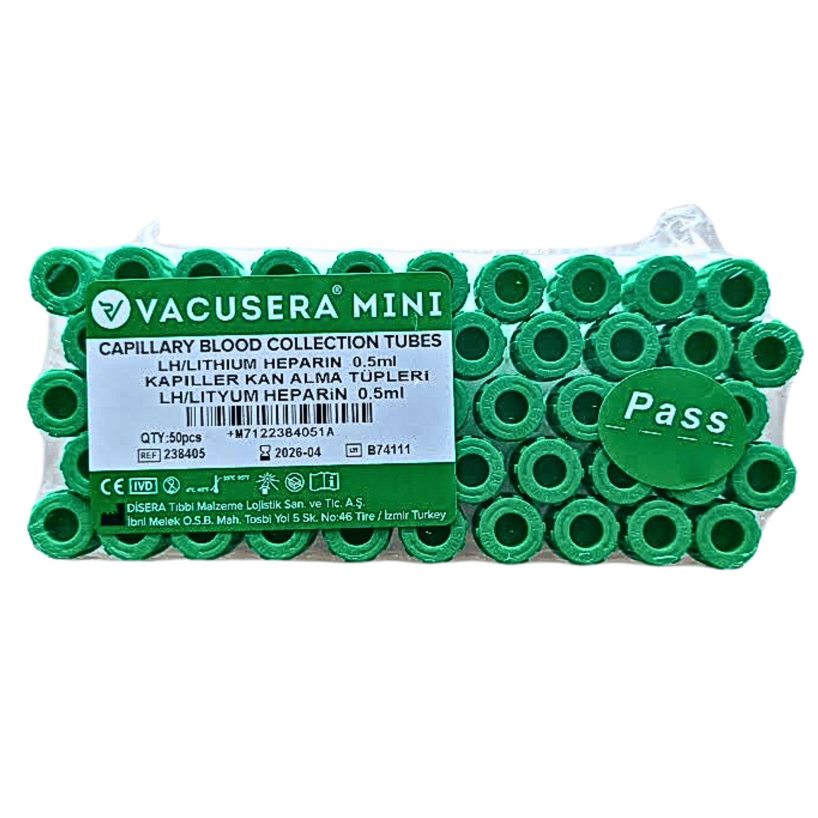 0,5 ML K2 Lityum Heparinli Tüp (Yeşil Kapak)