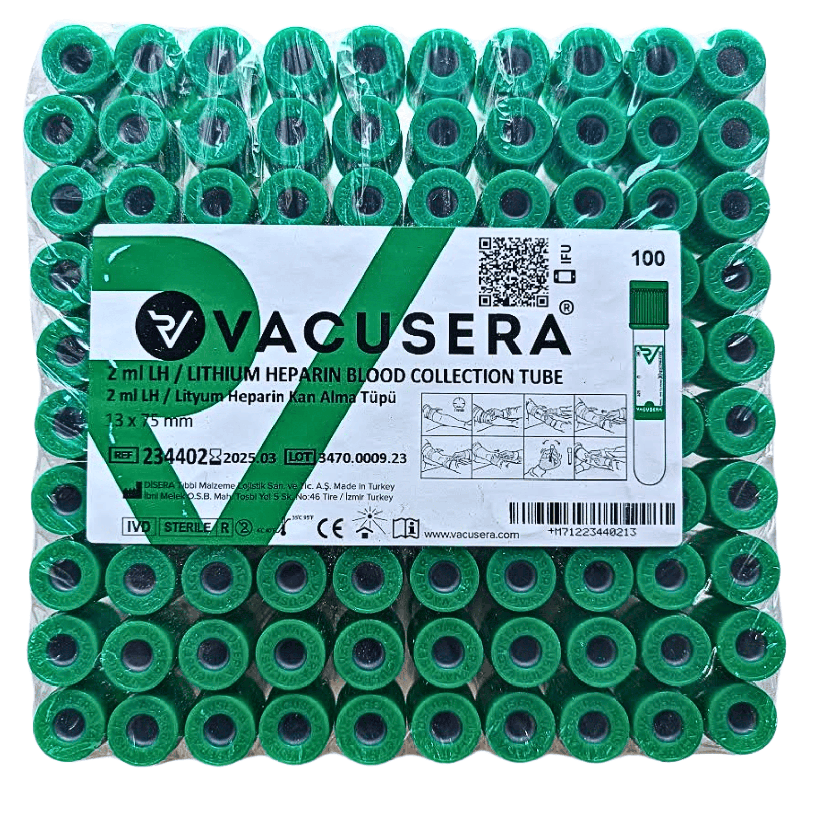 2 ML K2 Lityum Heparinli Tüp (Yeşil Kapak)