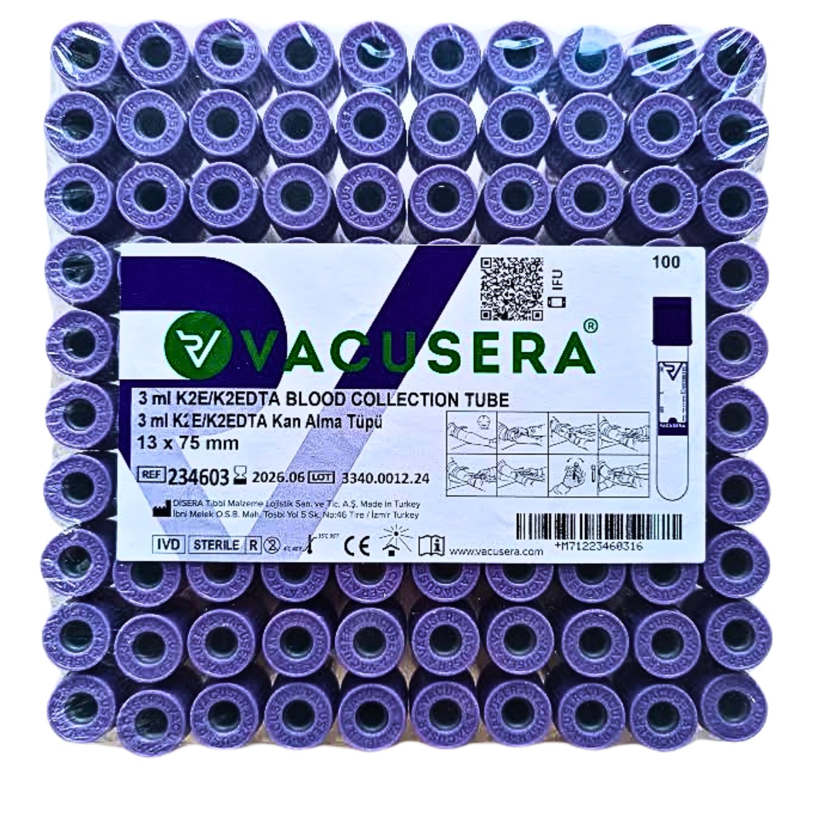 3 ML K2 Edtalı Hemogram Tüp (Mor Kapak)