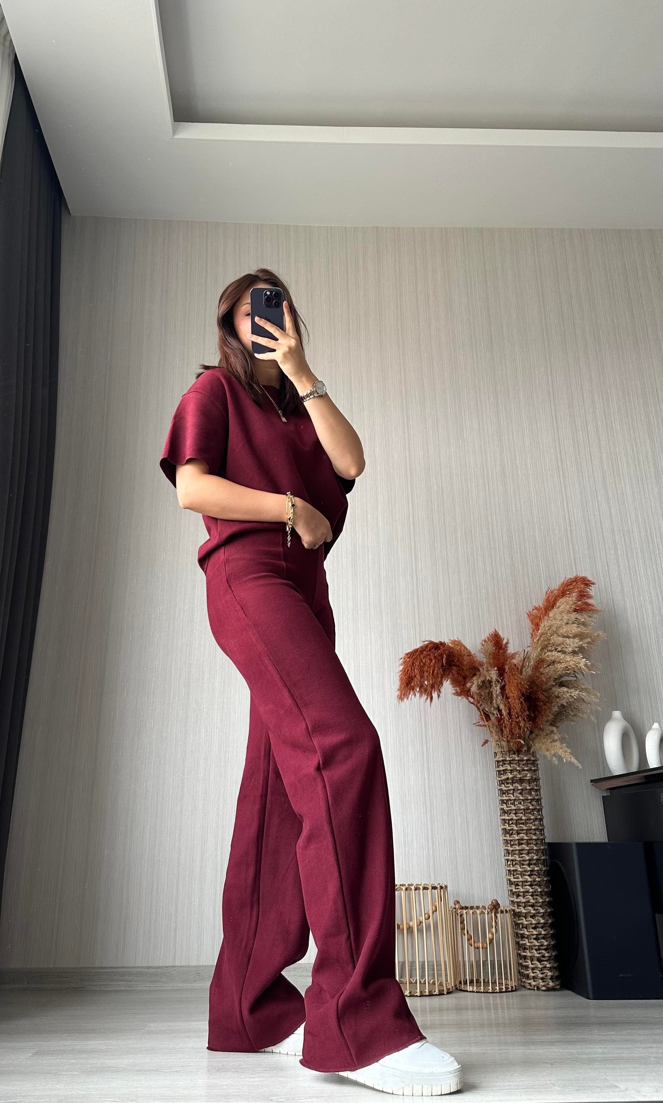 Fitilli Basic Pantolon Takım | Bordo