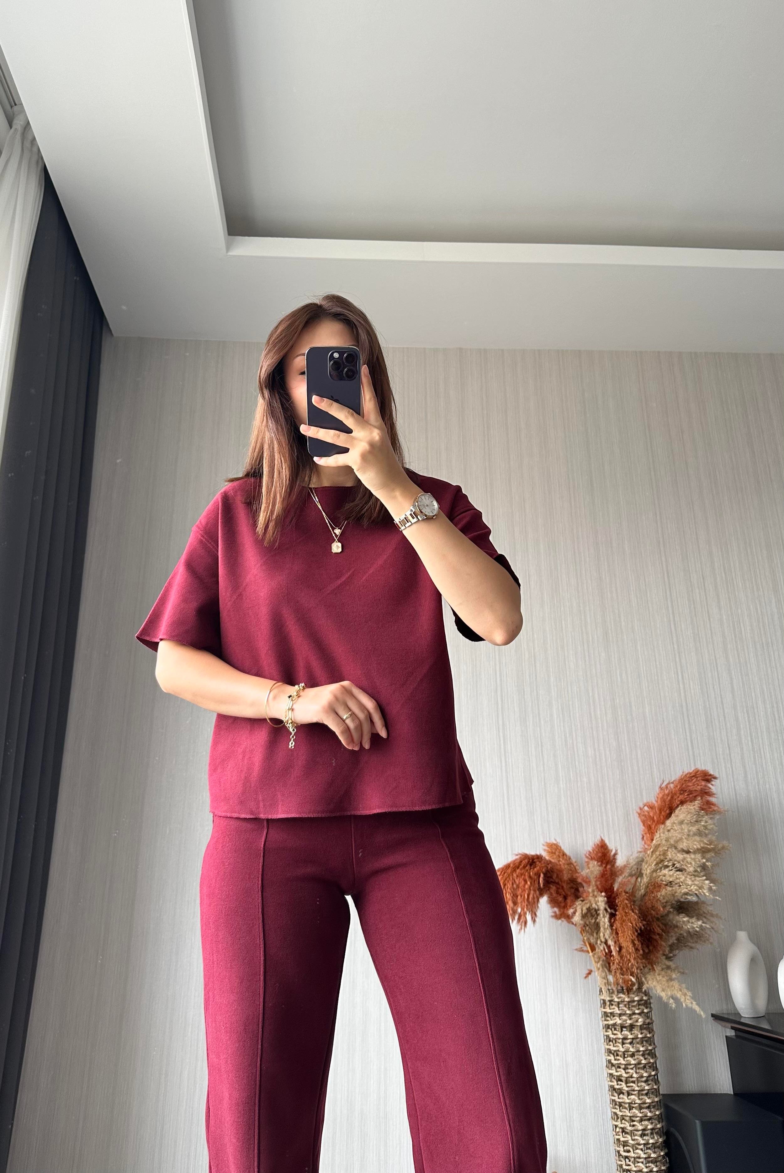 Fitilli Basic Pantolon Takım | Bordo