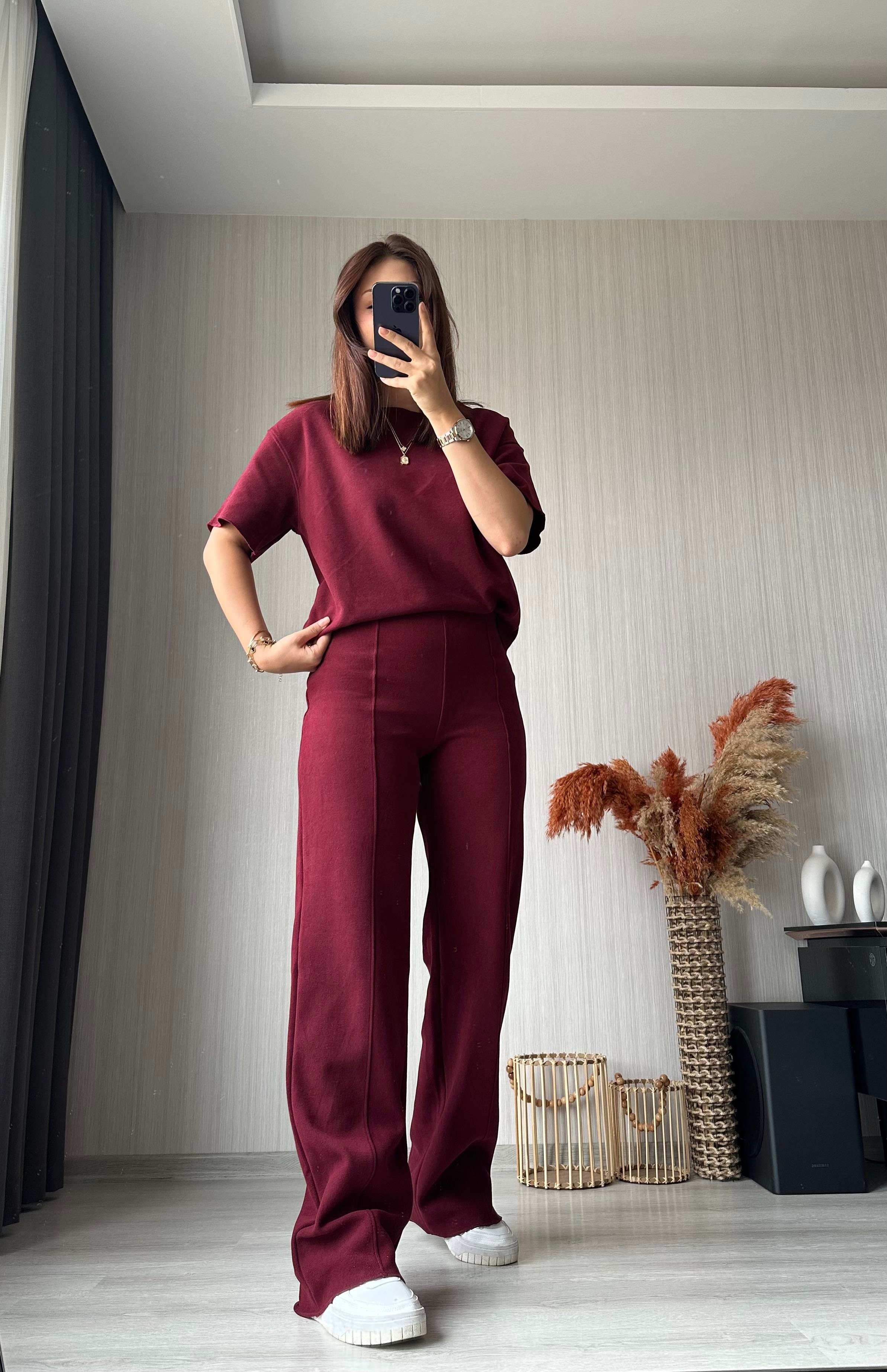 Fitilli Basic Pantolon Takım | Bordo