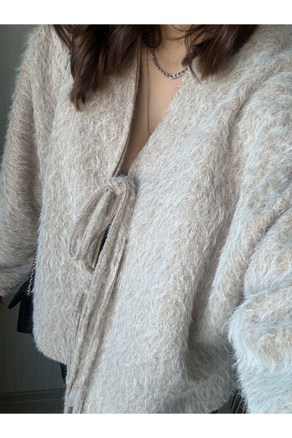 Oversize Sakallı Ceket | Taş