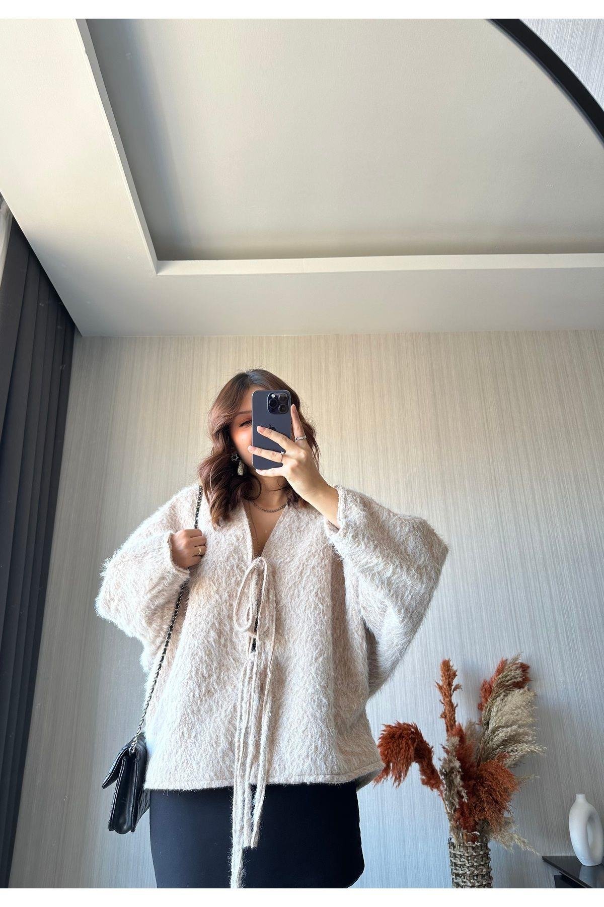 Oversize Sakallı Ceket | Taş