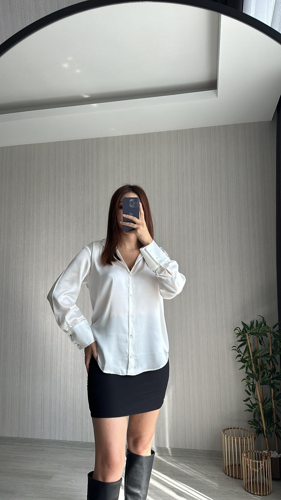 Saten Gömlek | Beyaz