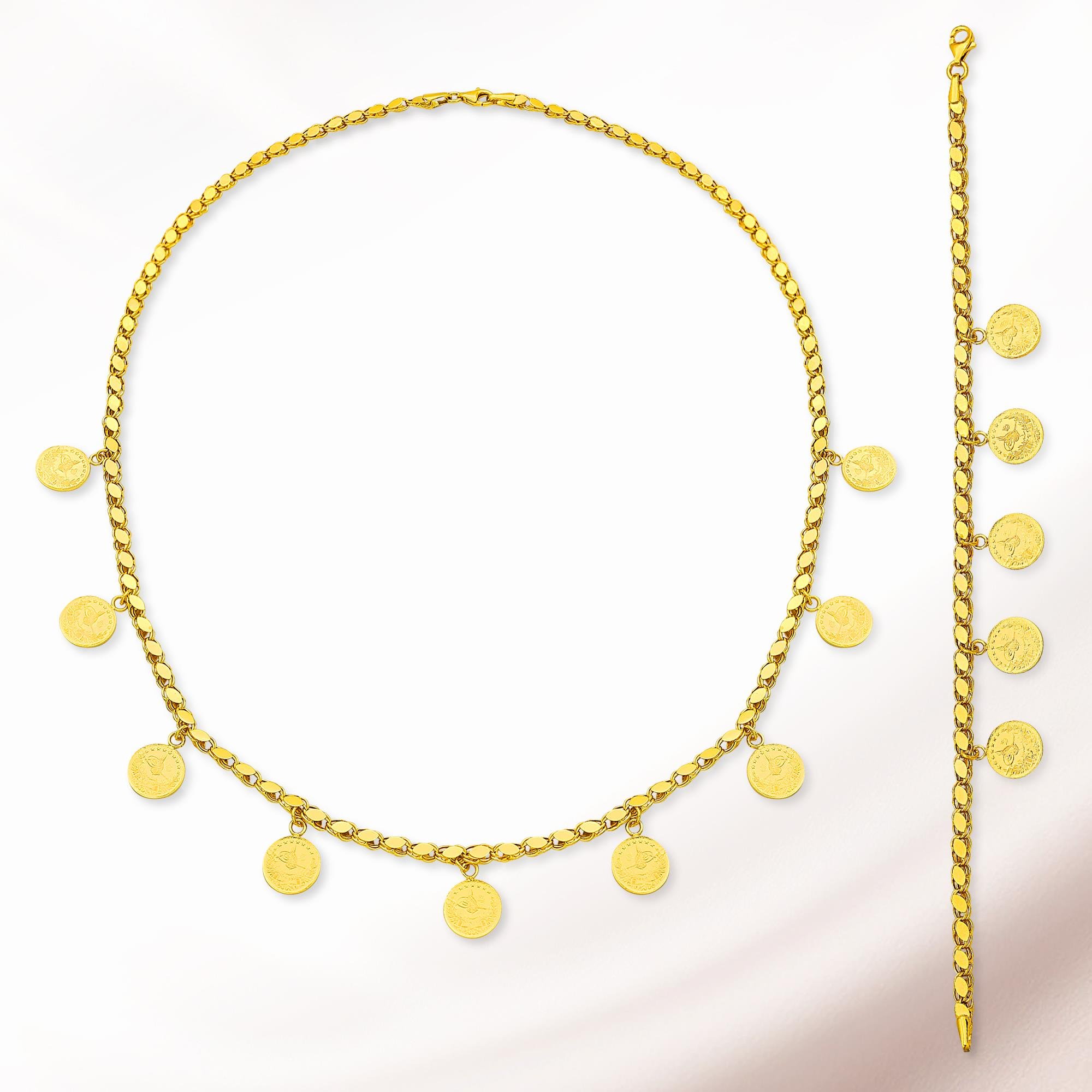 Pullu Zincir Set Baskı Reşat Paralı 22K - ST054