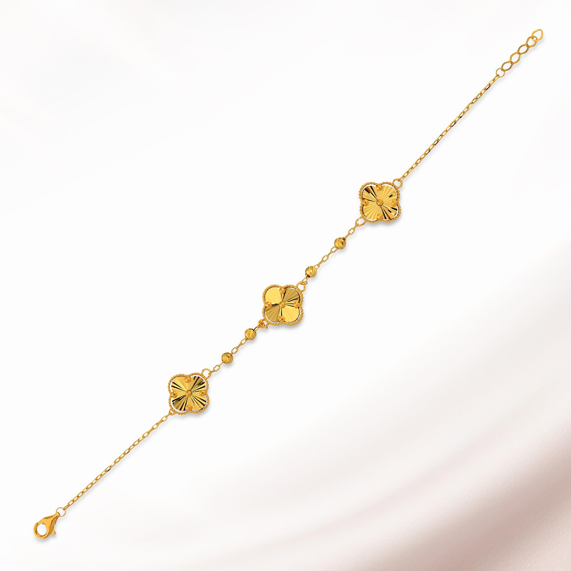 Van Cleef Bileklik 3lü Dorikalı Zincir 22K - BL023