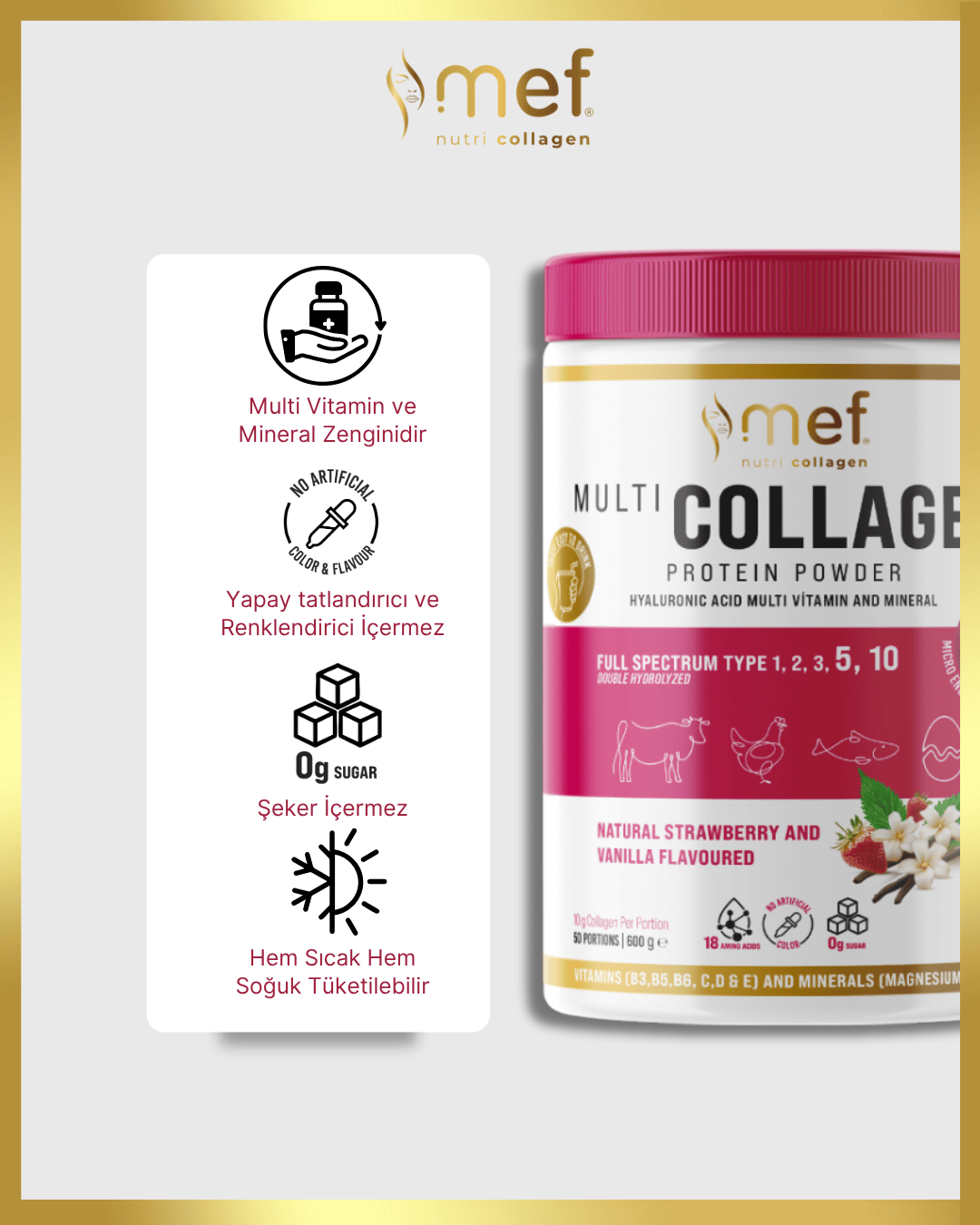 Mef Multi Collagen - Natural Strawberry And Vanilla Flavoured