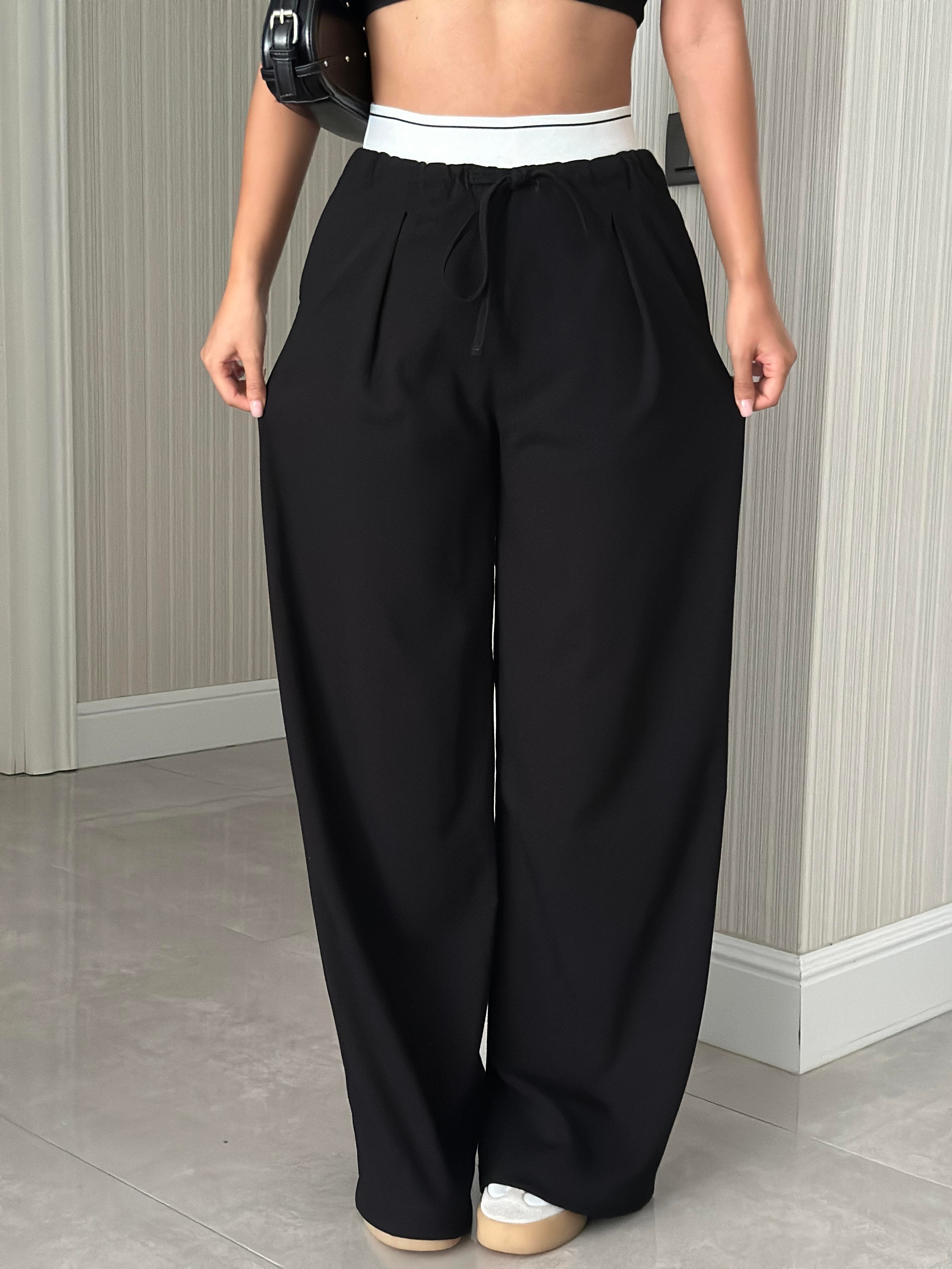 LASTİK BEL SİYAH PANTOLON