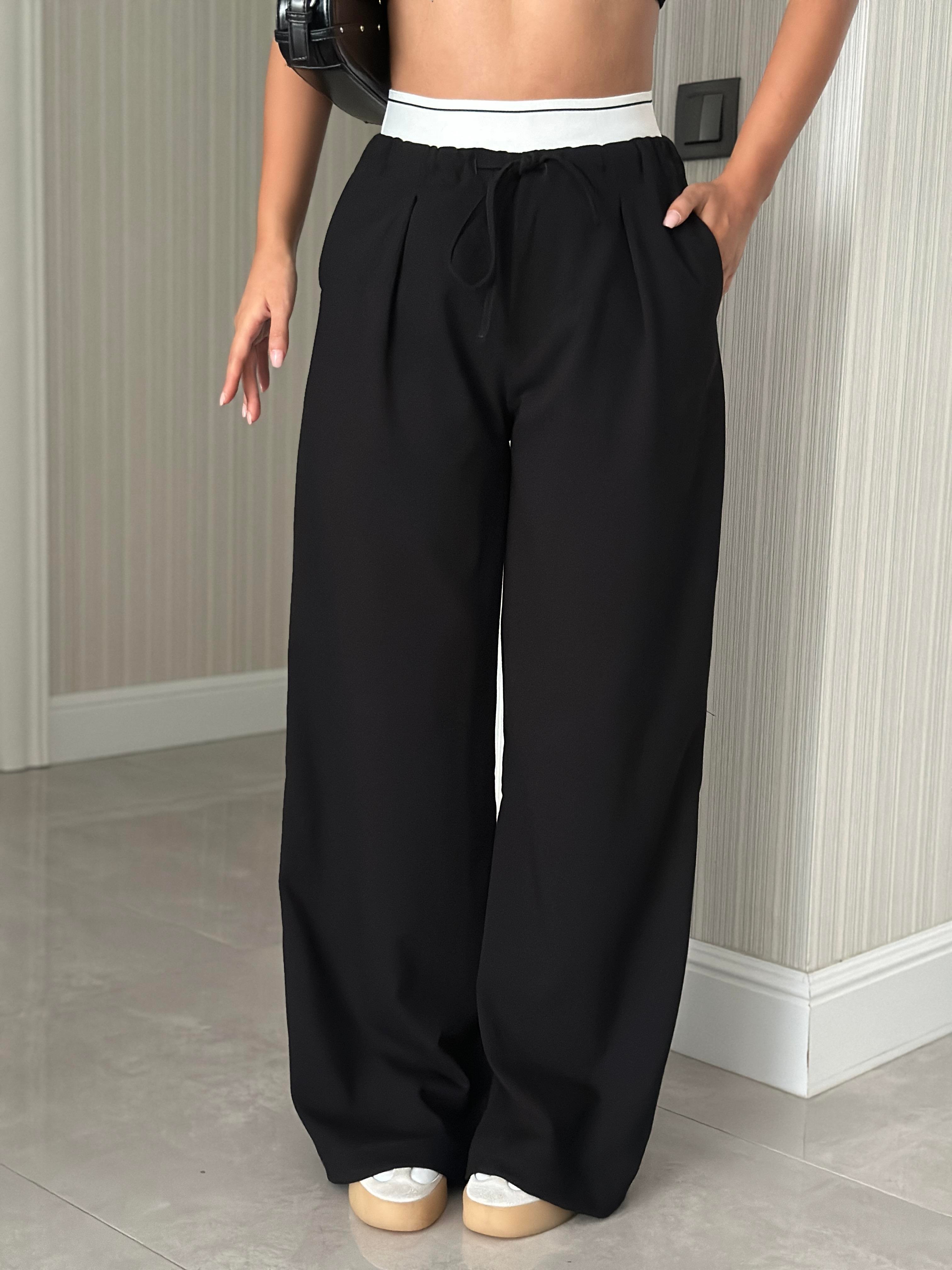 LASTİK BEL SİYAH PANTOLON