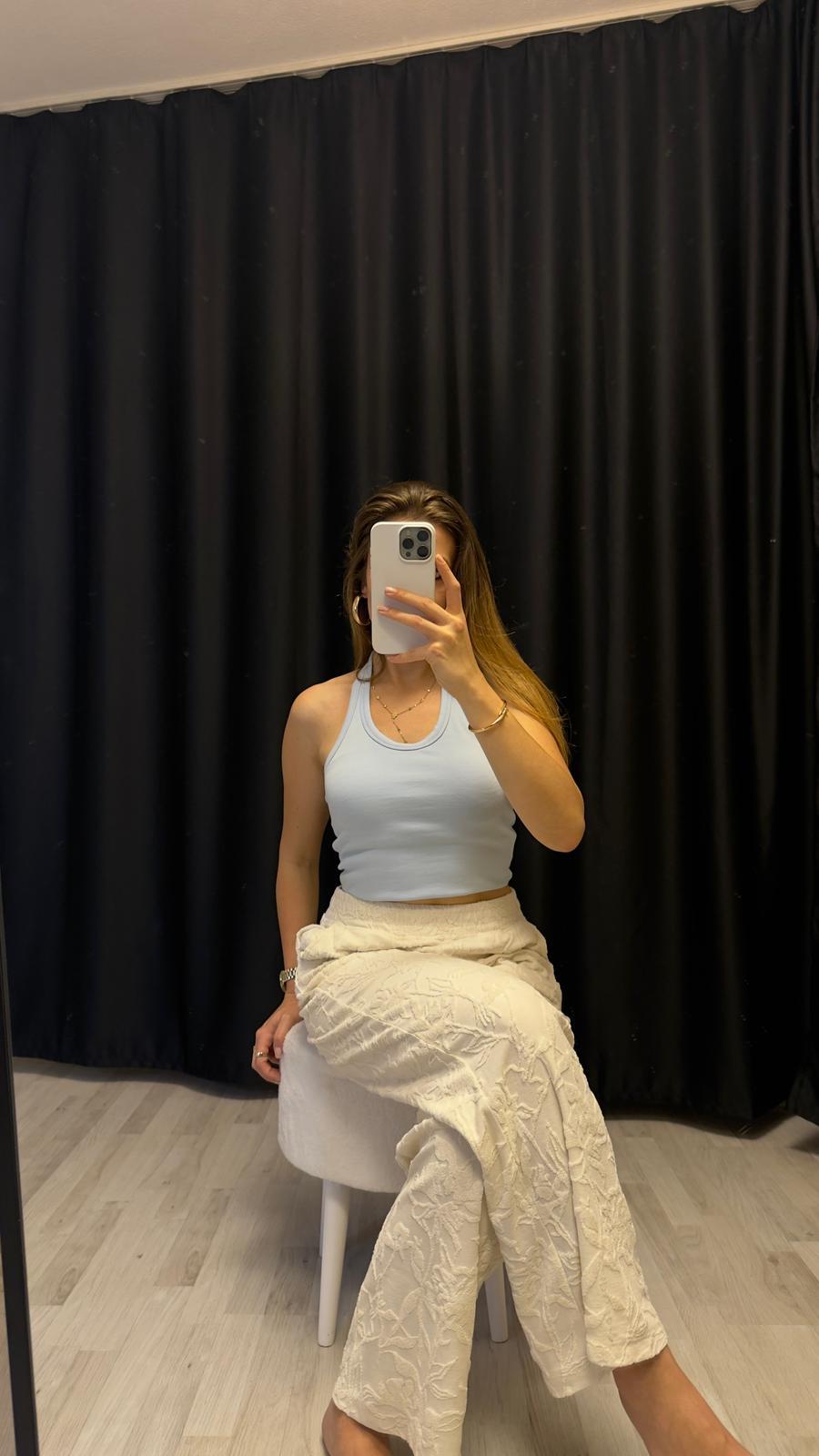 Boyundan Askılı Bluz Mavi