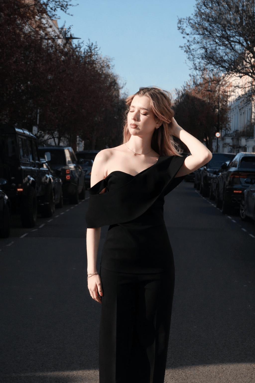 BLACK ASYMMETRICAL TOP